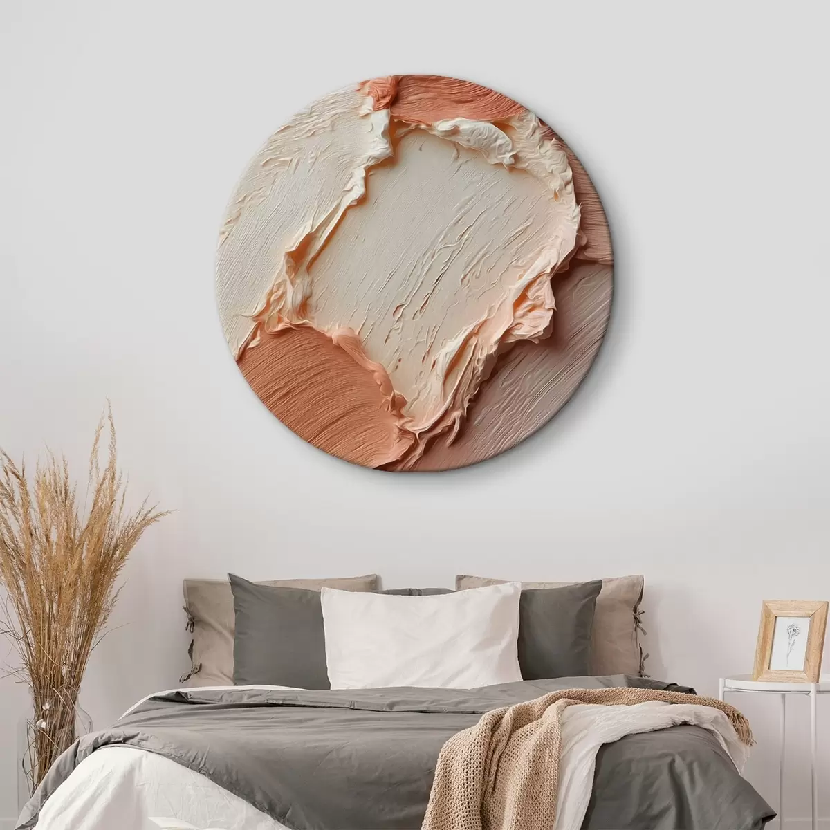 Runde Wandbilder Creme-pfirsichfarbene Striche mit Struktur, reichhaltiger Farbauftrag r45869