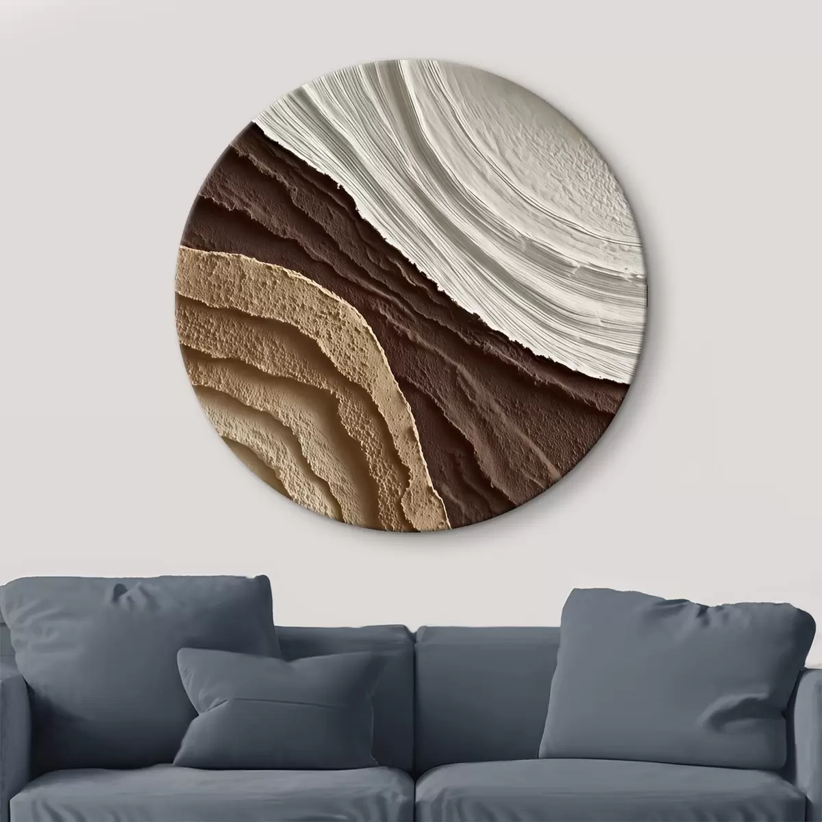 Runde Wandbilder Cremebraune Terrassen mit natürlicher Struktur r45895