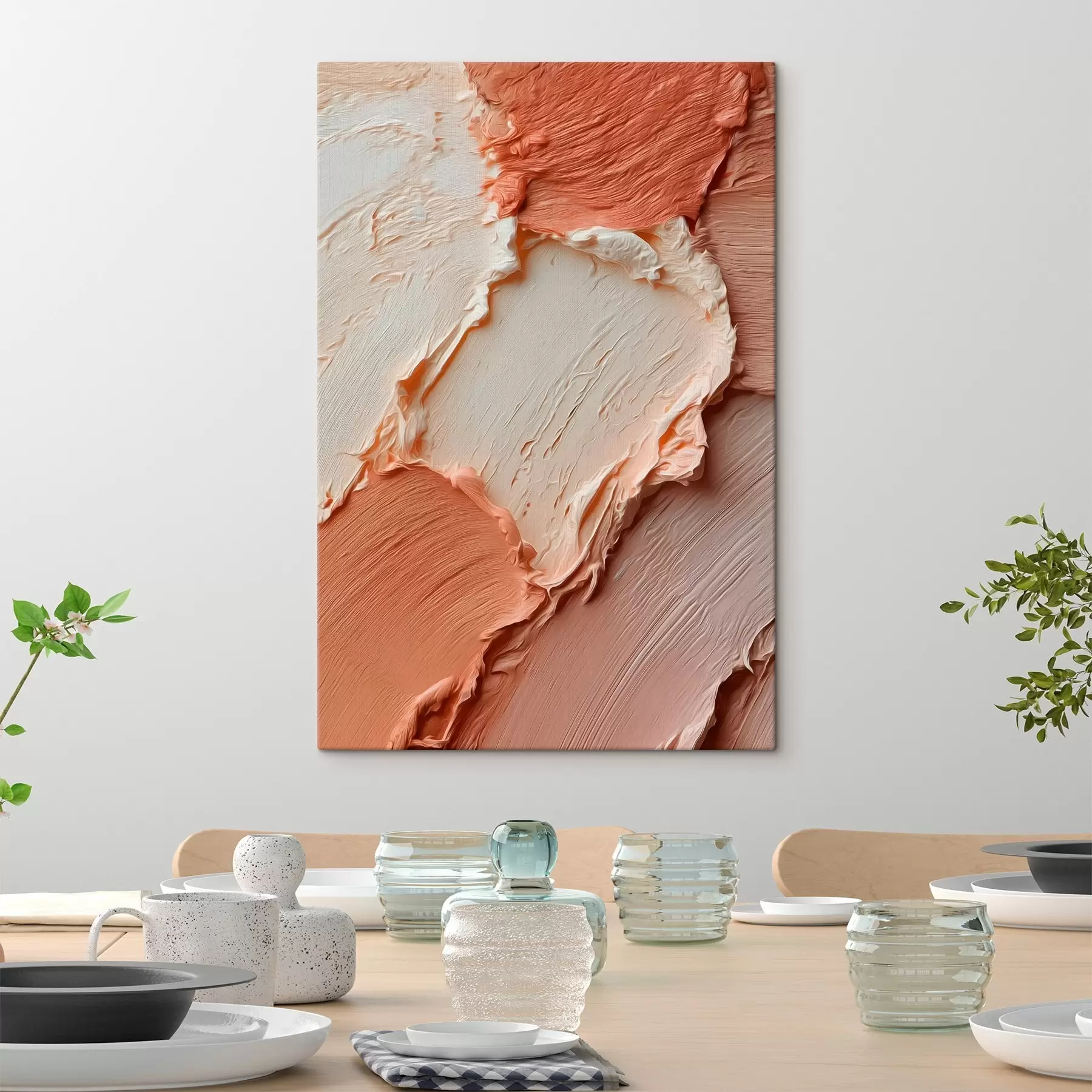 Fototapete Creme-pfirsichfarbene Striche mit Struktur, reichhaltiger Farbauftrag s45869