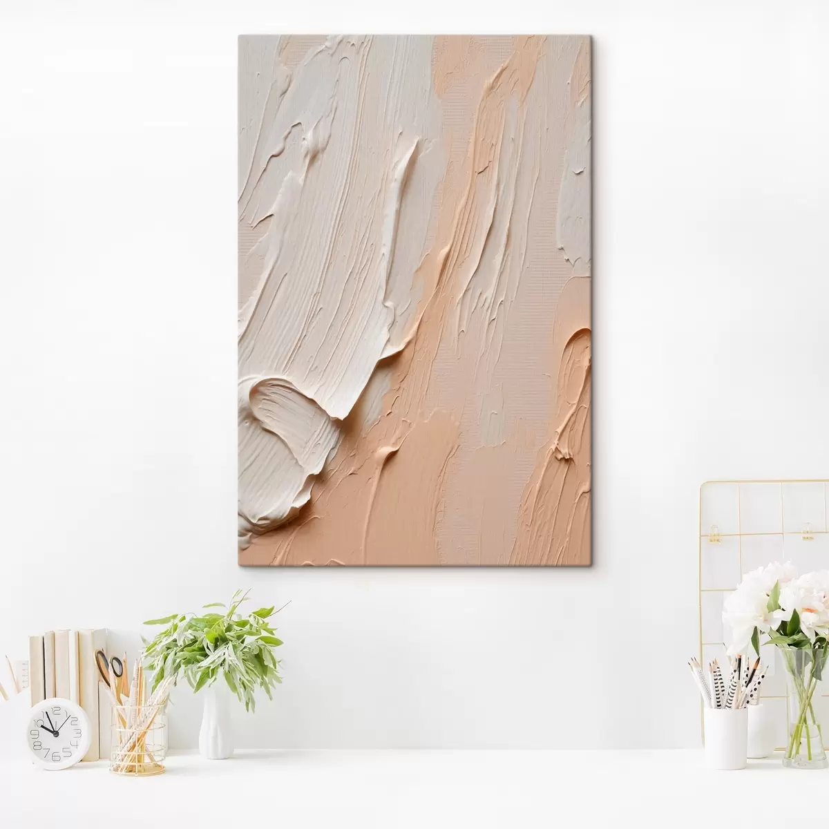 Fototapete Strukturierte Pastellstriche in Beige-Creme-Tönen s45871