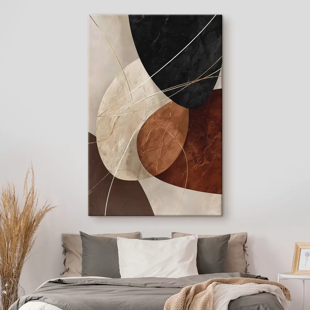 Fototapete Geometrische Ovale in einer beige-karamellfarbenen Palette s45878