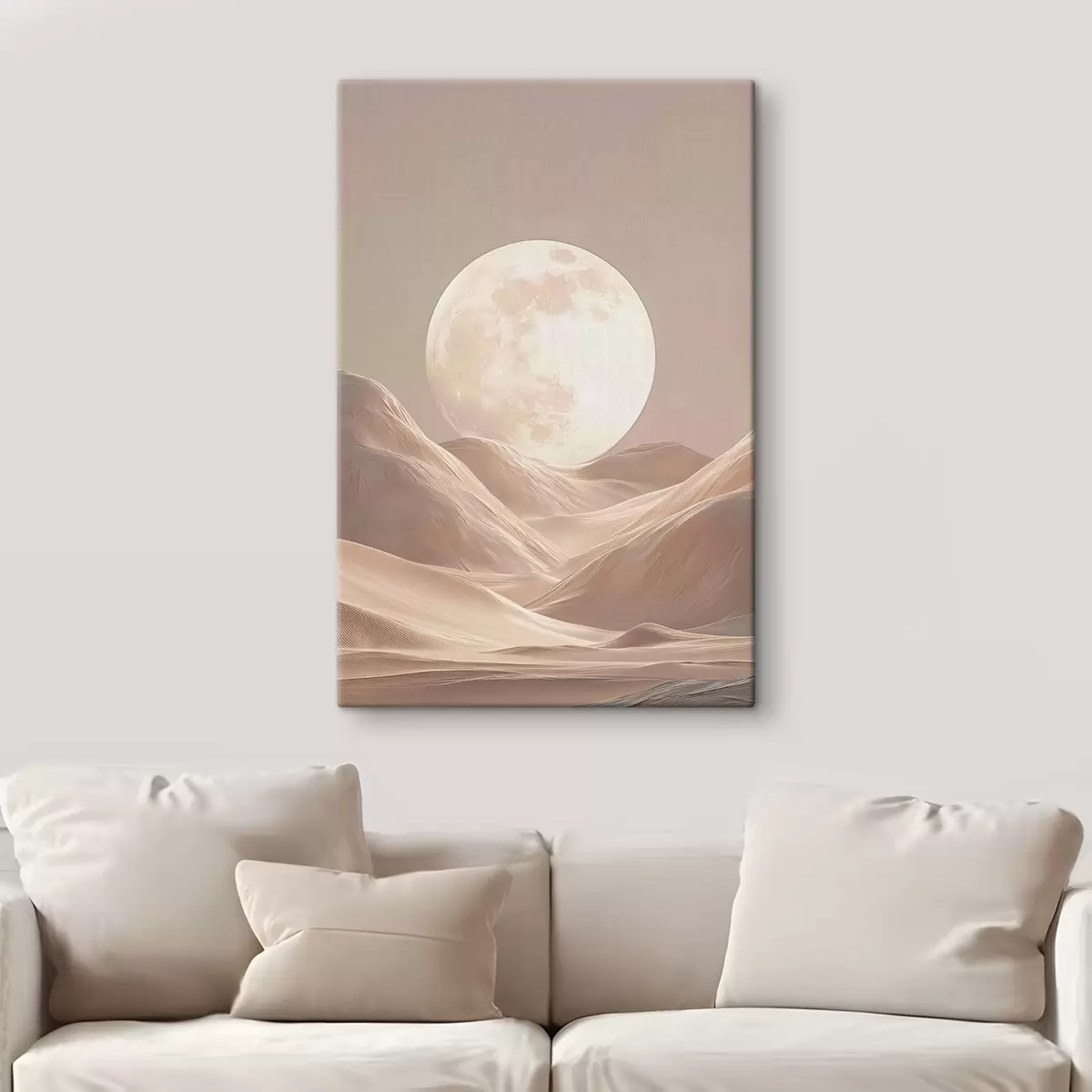 Fototapete Mond über Sanddünen in rosa Farbtönen s45892