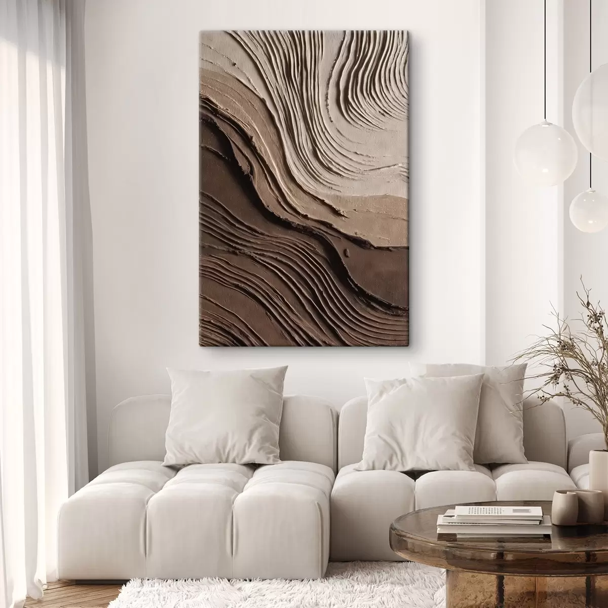 Fototapete Reliefartige Schokoladen-Beige-Schichten, strukturierte Paste s45894