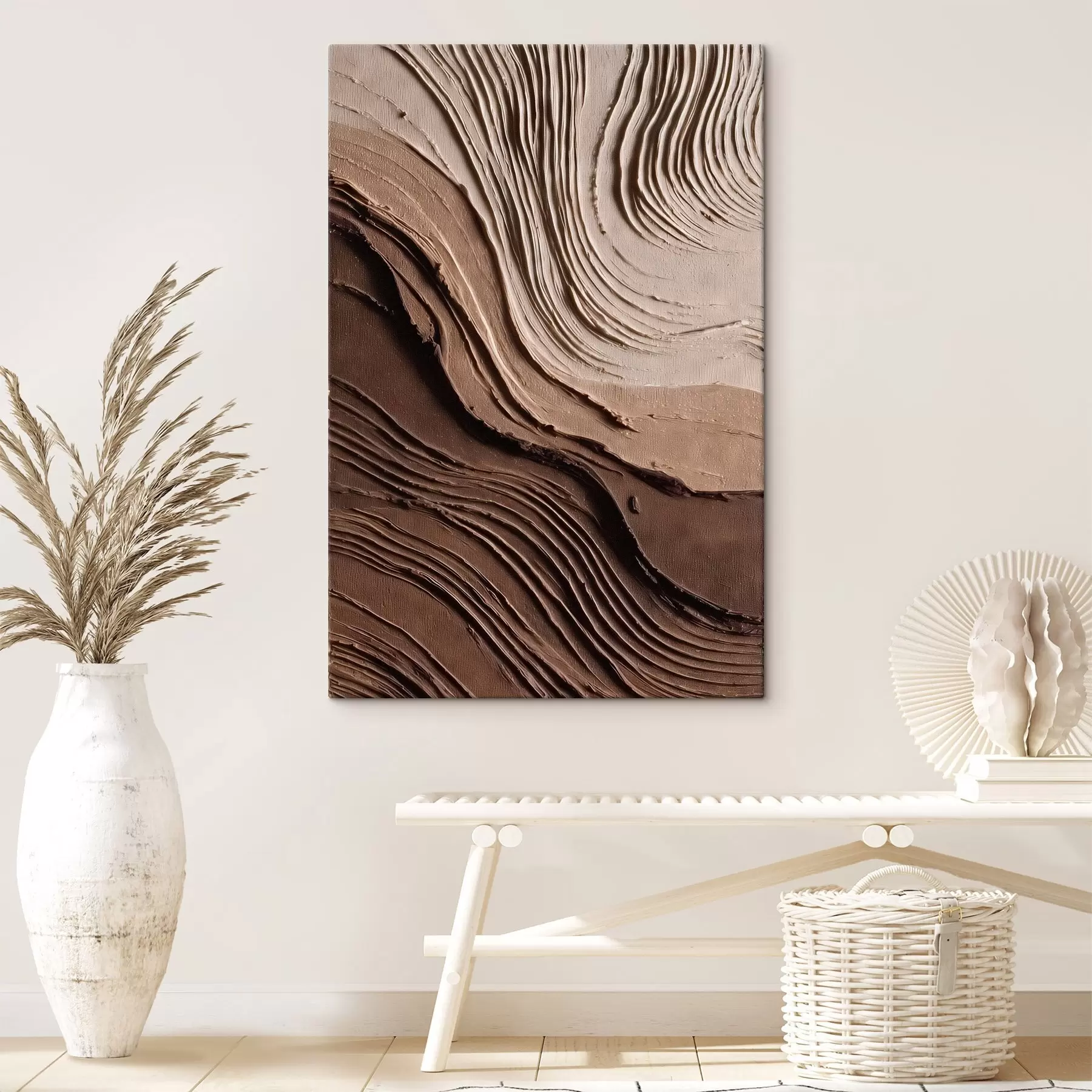 Fototapete Reliefartige Schokoladen-Beige-Schichten, strukturierte Paste s45894