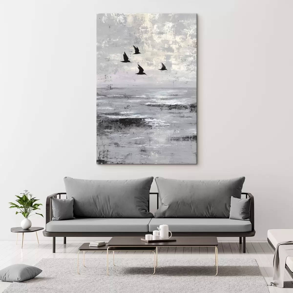 Fototapete Abstrakte Landschaft mit Vögeln s45988