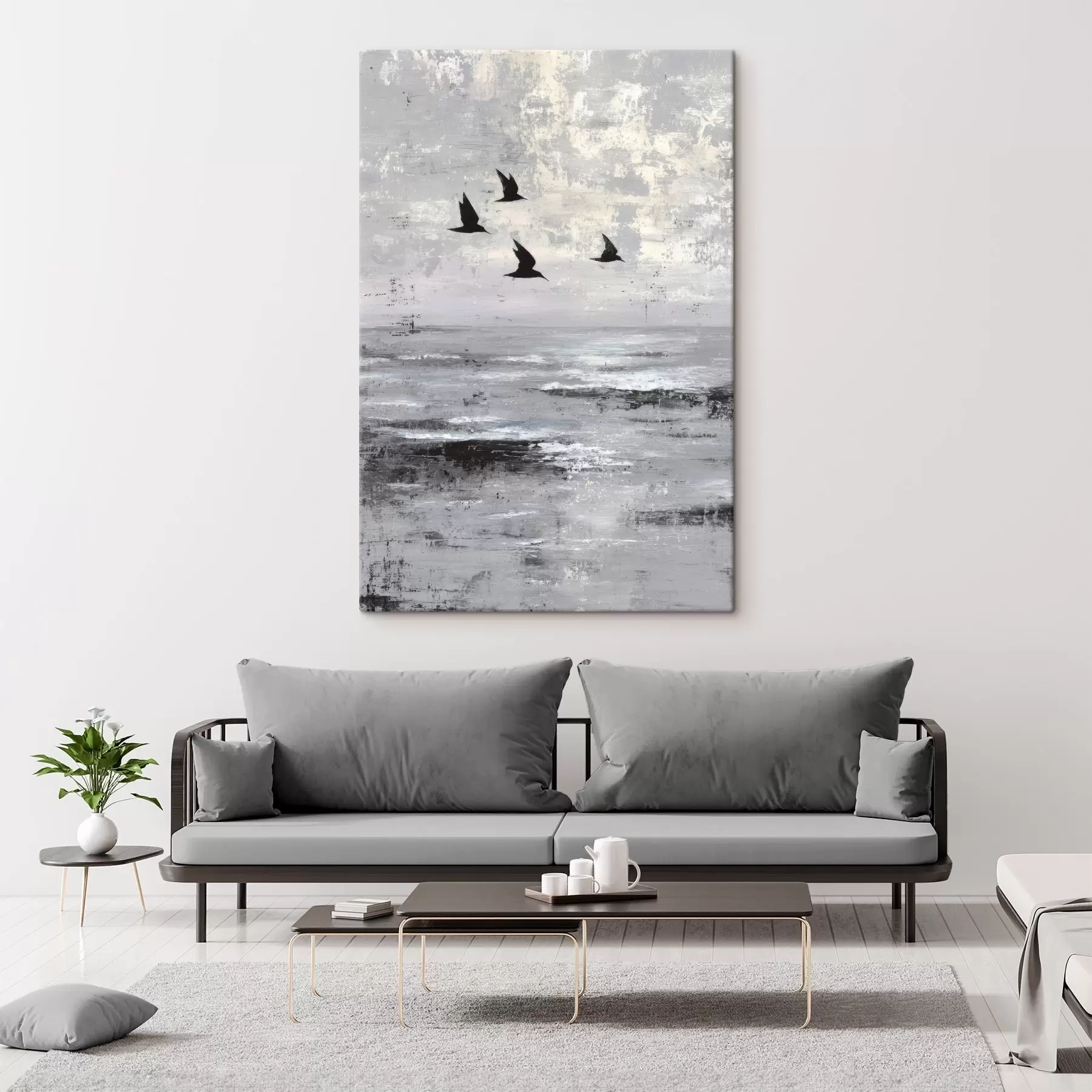 Fototapete Abstrakte Landschaft mit Vögeln s45988