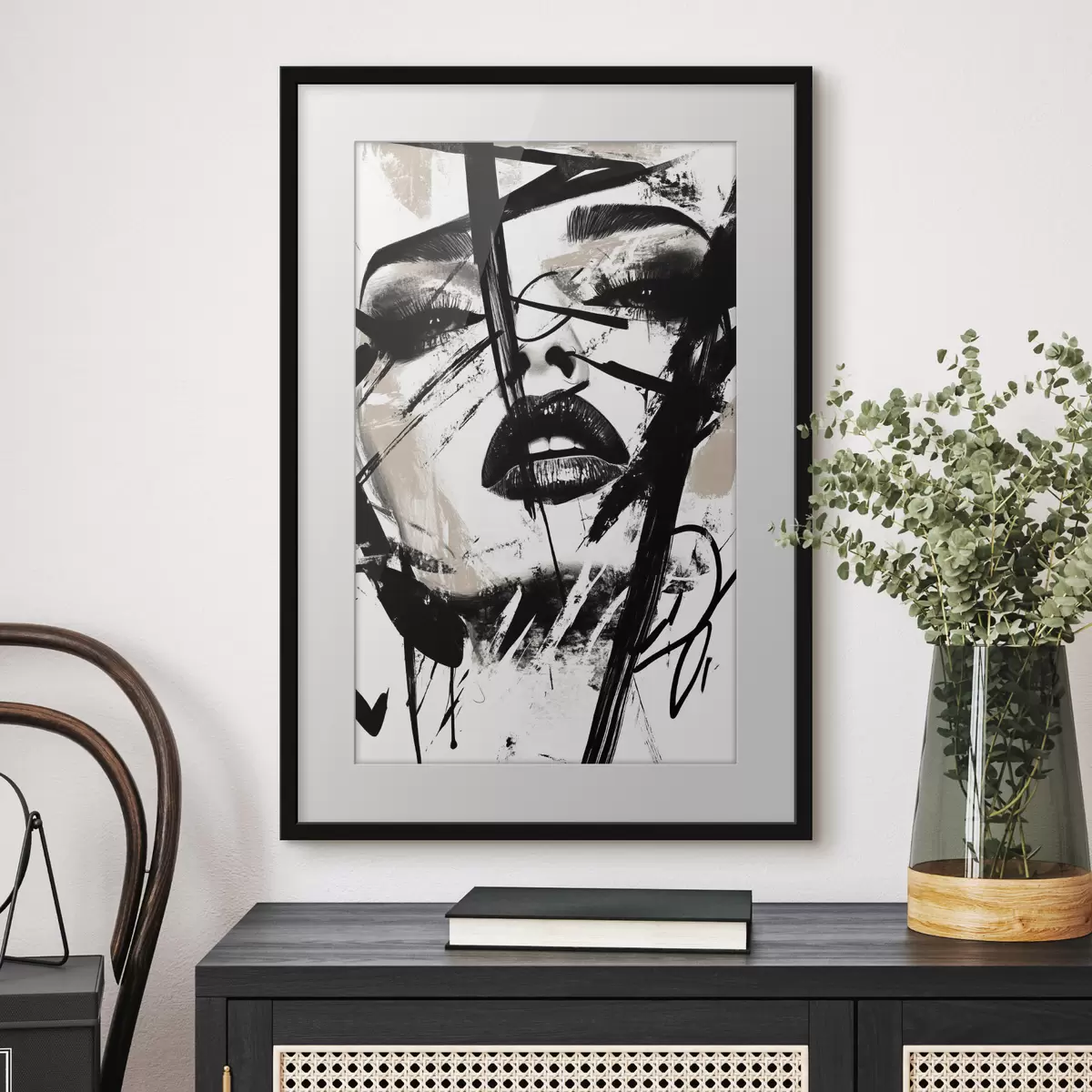 Poster Abstraktes Porträt einer Frau im Graffiti-Stil f45777