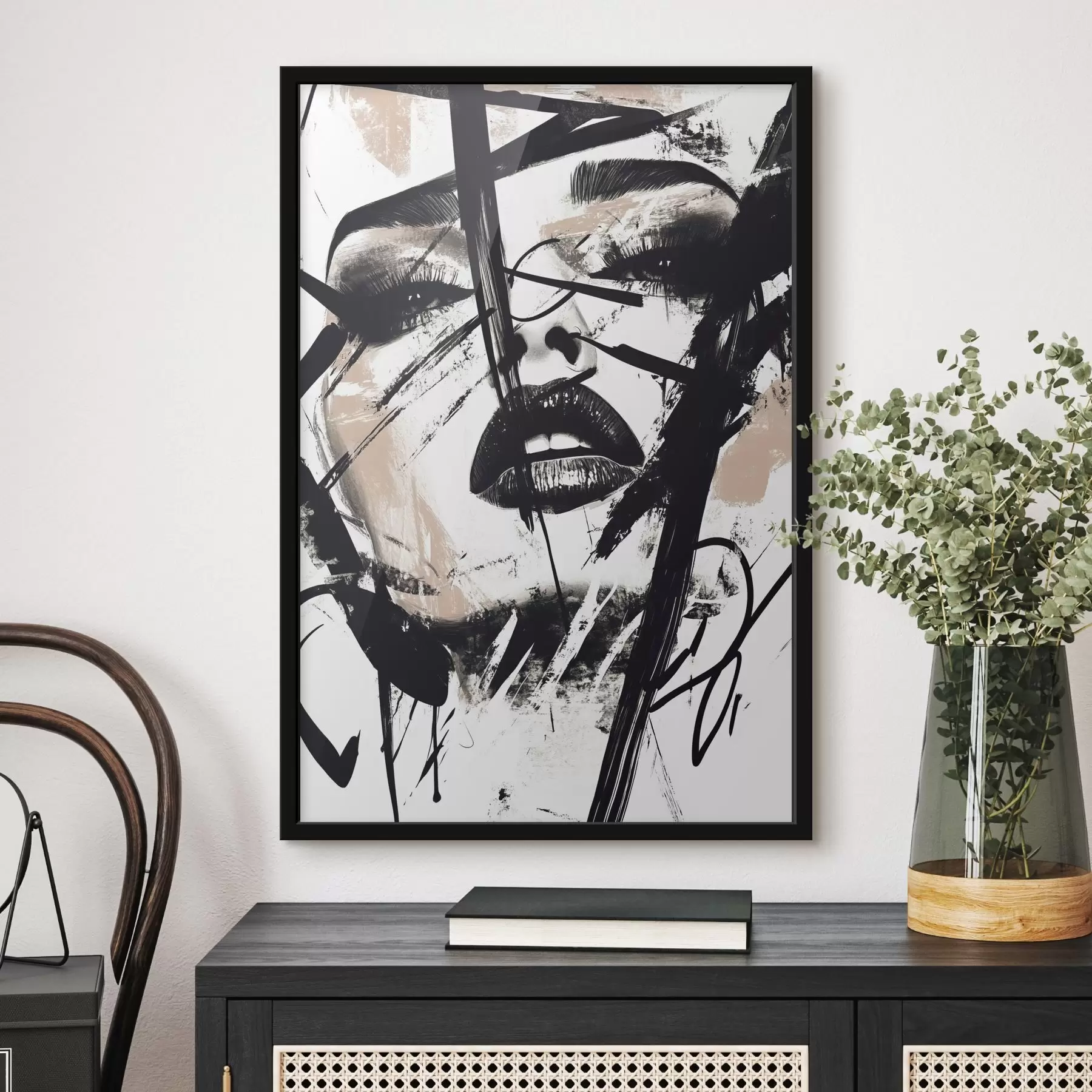 Fototapete Abstraktes Porträt einer Frau im Graffiti-Stil f45777