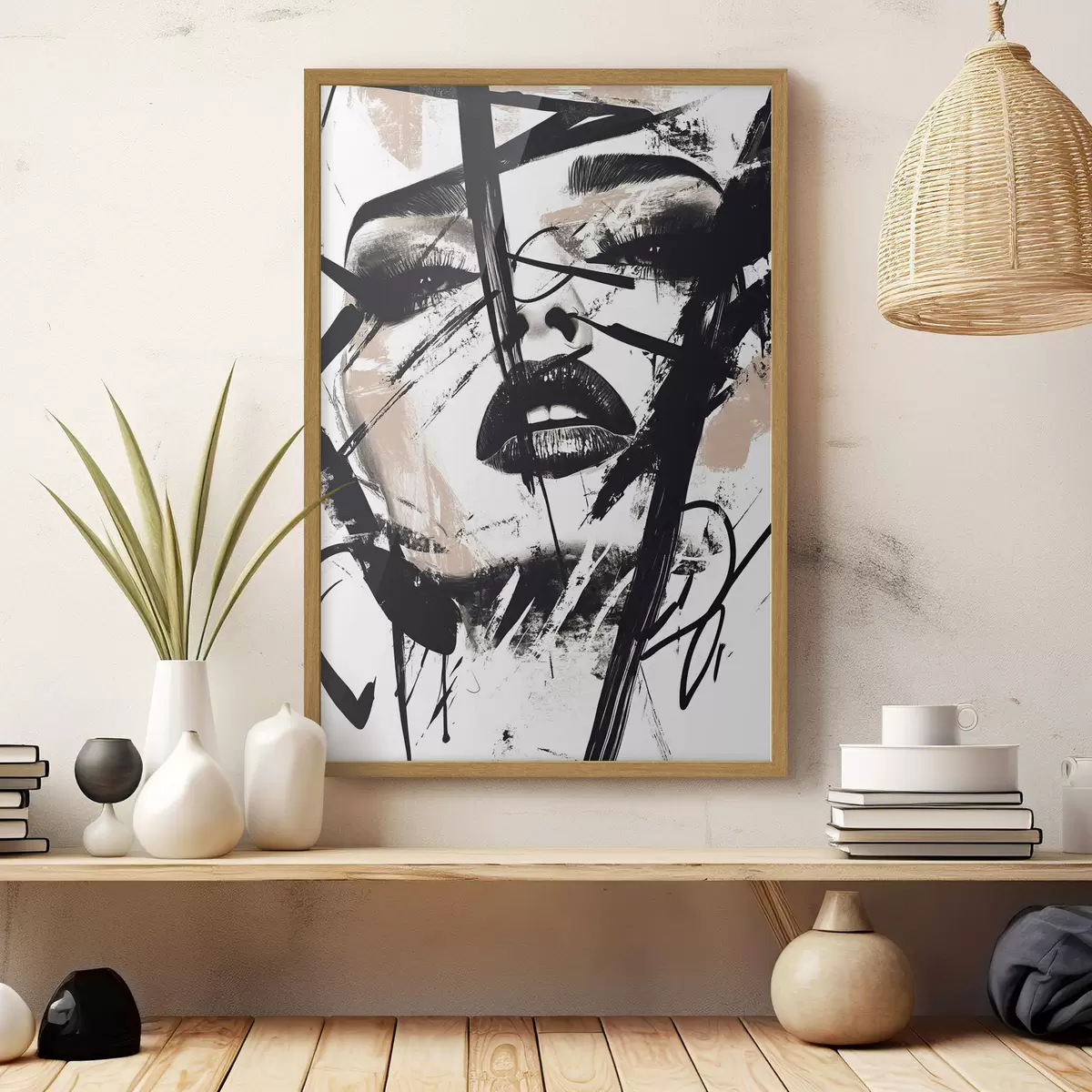 Poster Abstraktes Porträt einer Frau im Graffiti-Stil f45777