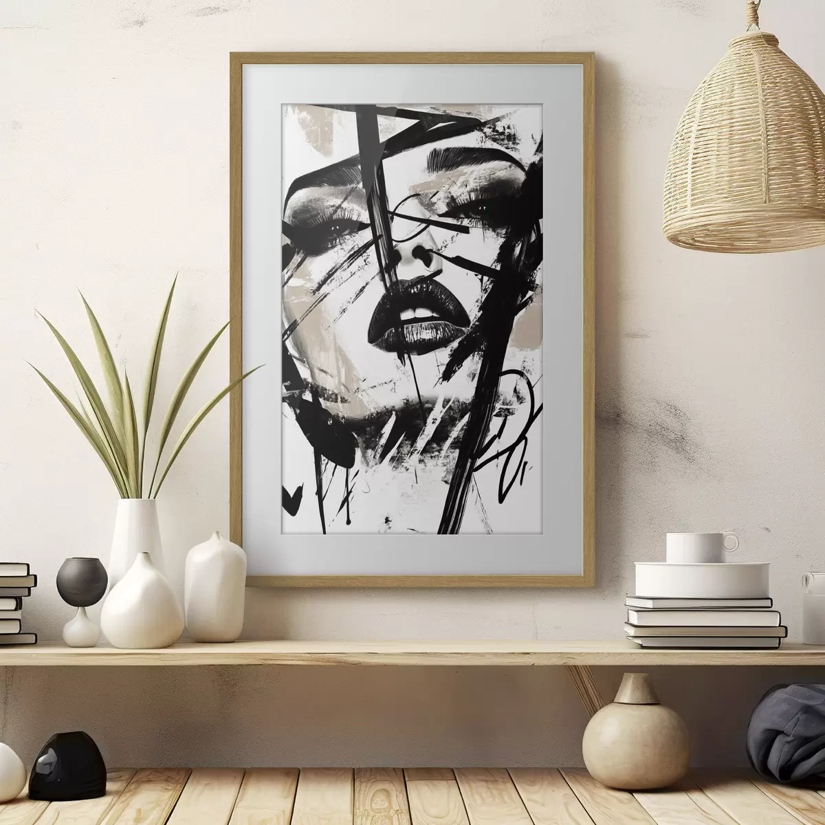 Poster Abstraktes Porträt einer Frau im Graffiti-Stil f45777