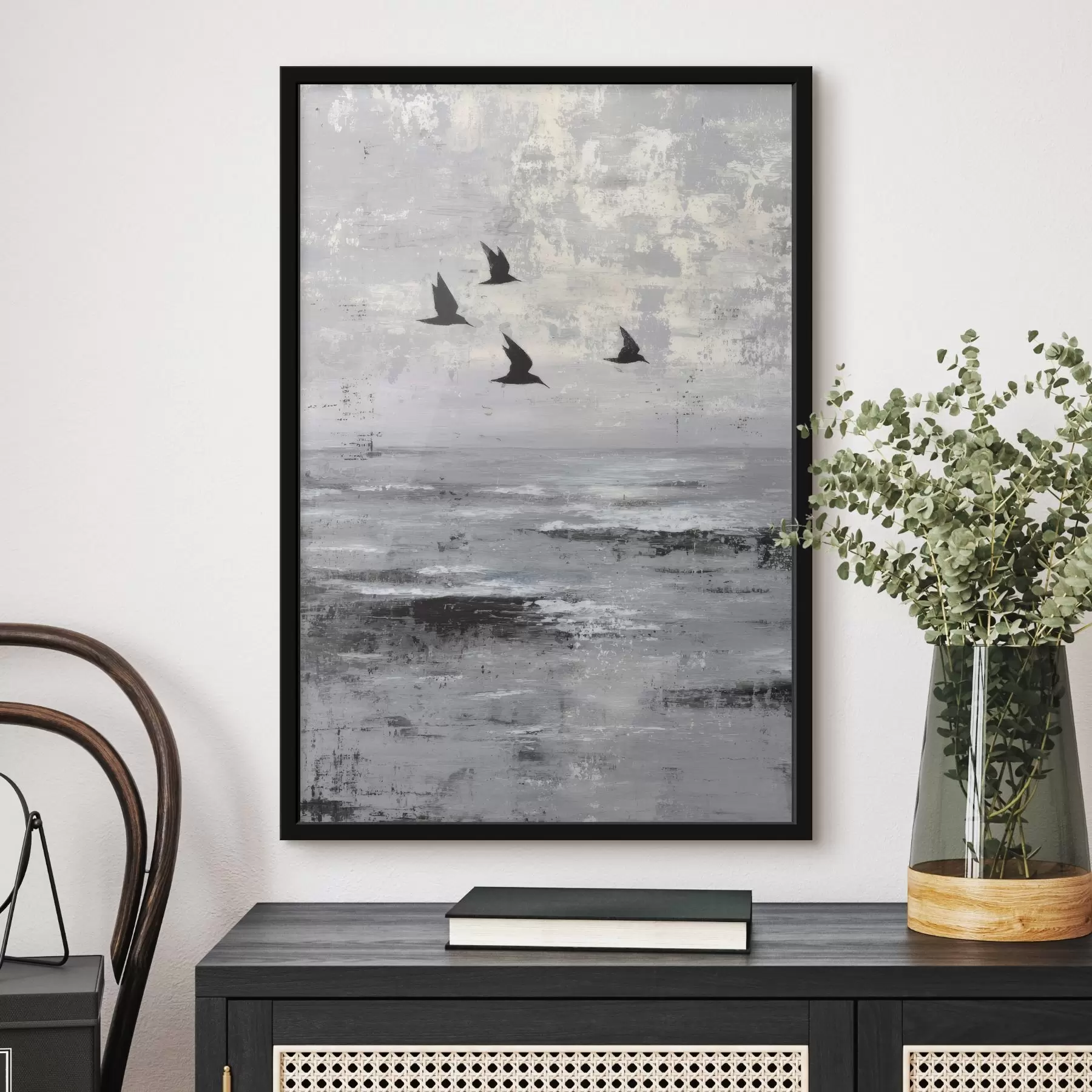 Fototapete Abstrakte Landschaft mit Vögeln f45988