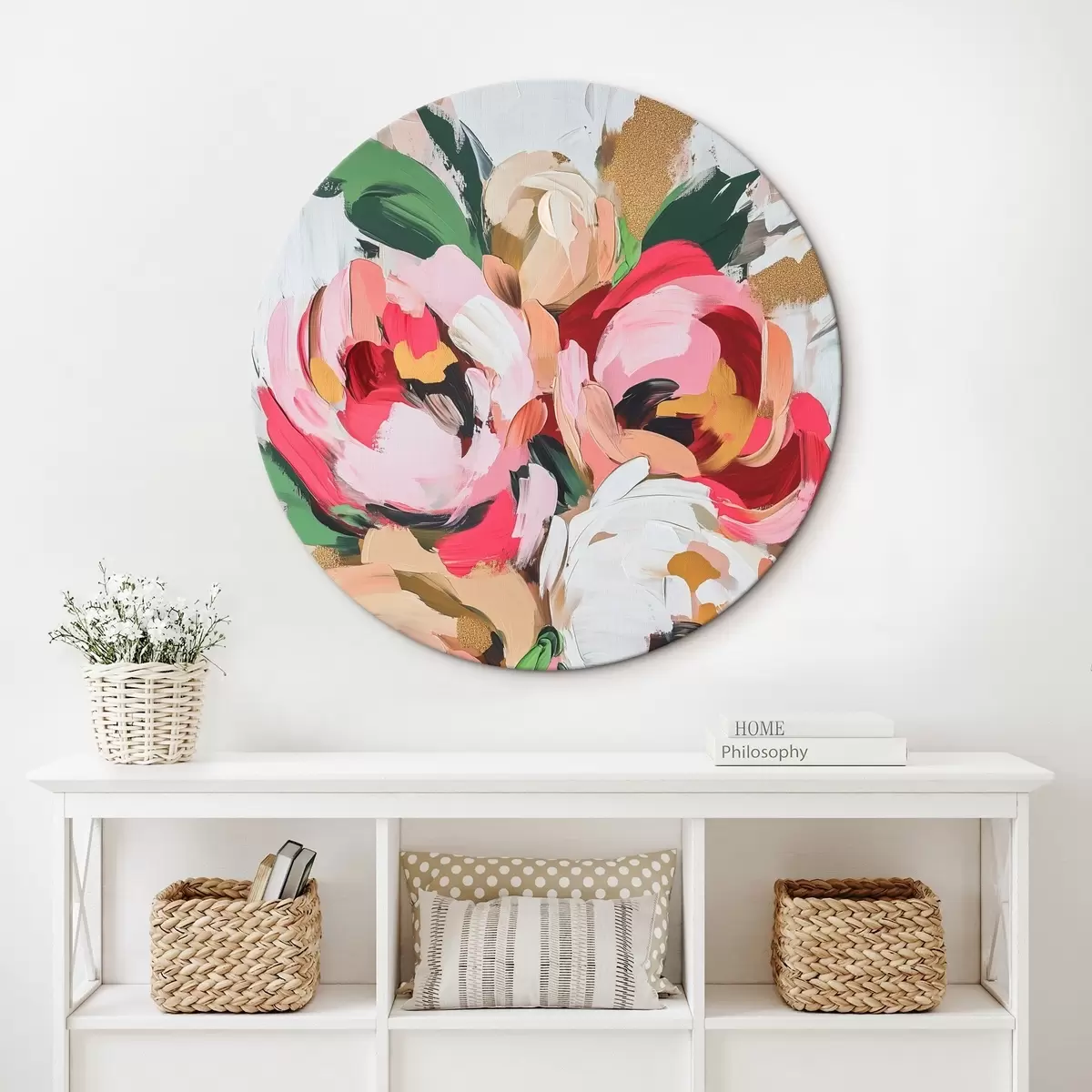Runde Wandbilder Abstrakter Blumenstrauß r45982