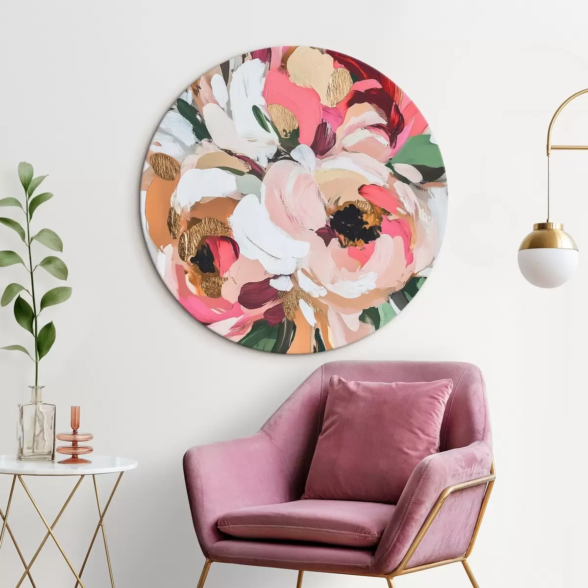 Runde Wandbilder Abstrakter Blumenstrauß r45983