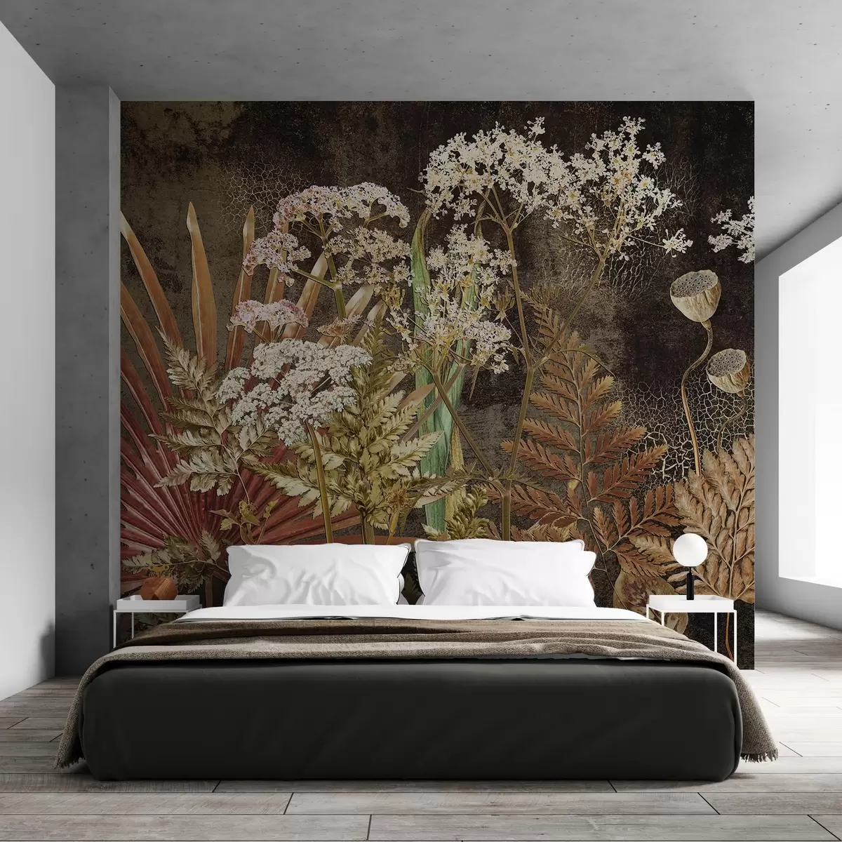 Fototapete Herbarium auf dunklem Hintergrund w09323