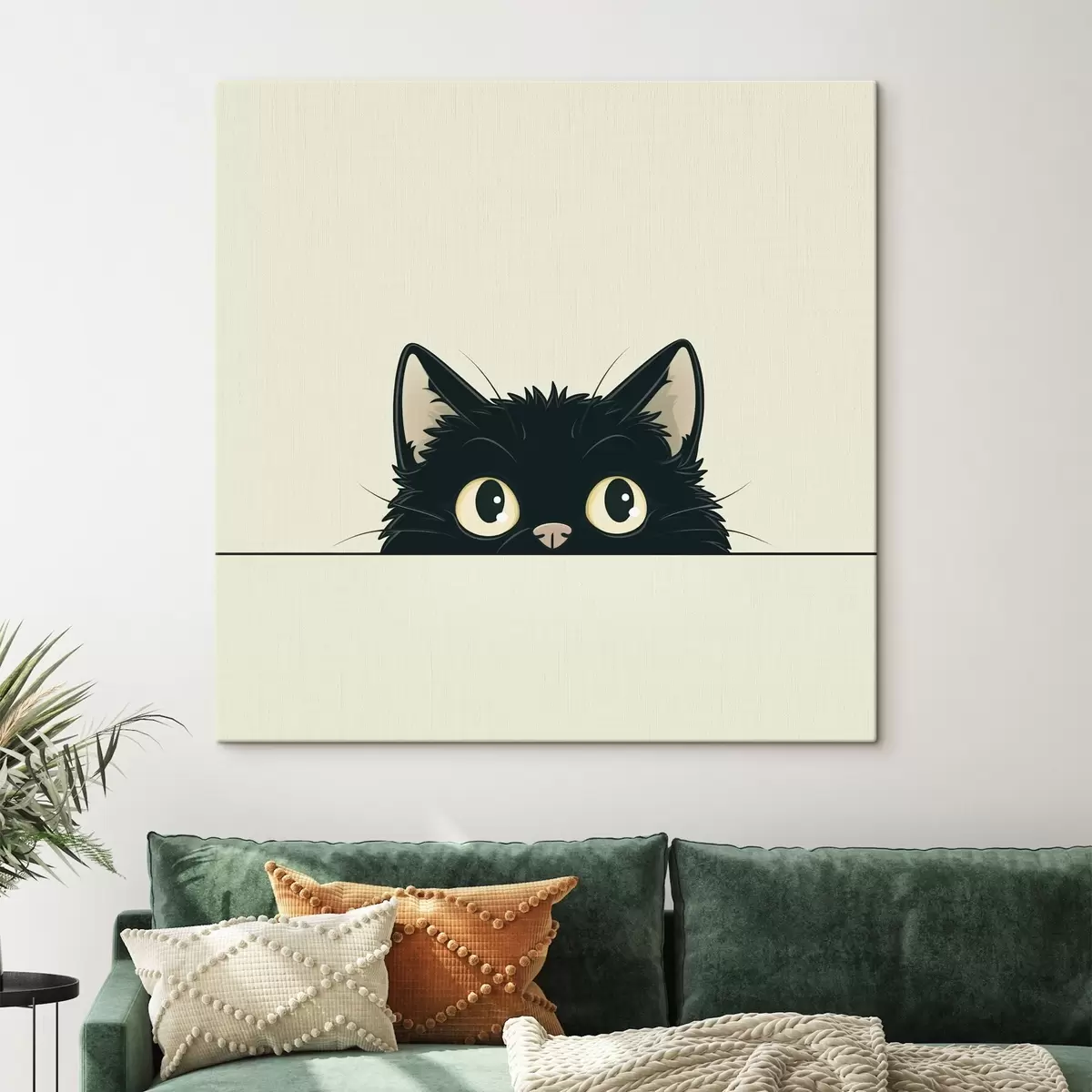 Fototapete Süße schwarze Katze im Illustrationsstil s45733
