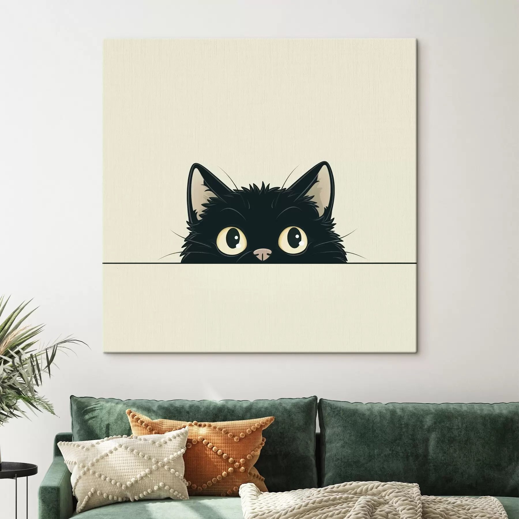 Fototapete Süße schwarze Katze im Illustrationsstil s45733