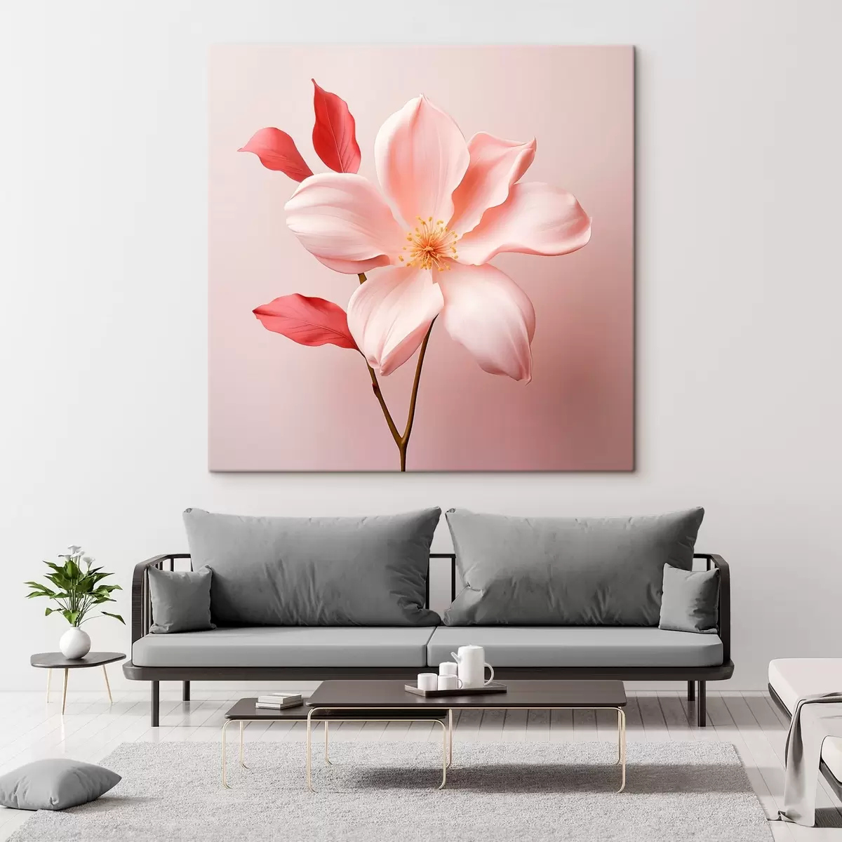 Fototapete Rosa Magnolie im minimalistischen Stil s45735