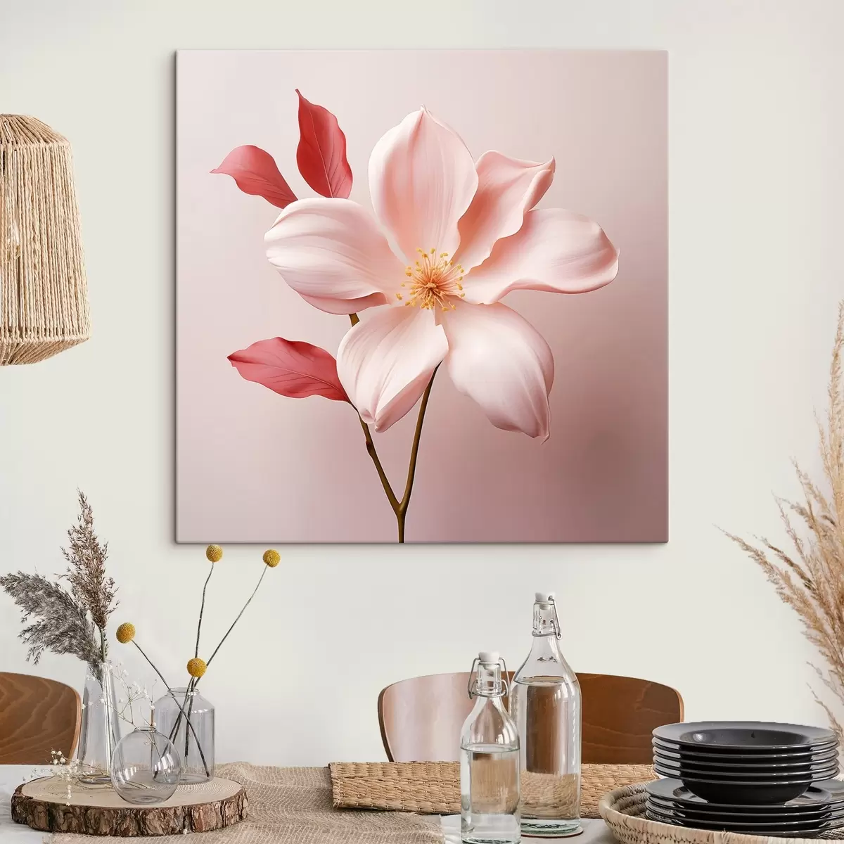 Fototapete Rosa Magnolie im minimalistischen Stil s45735