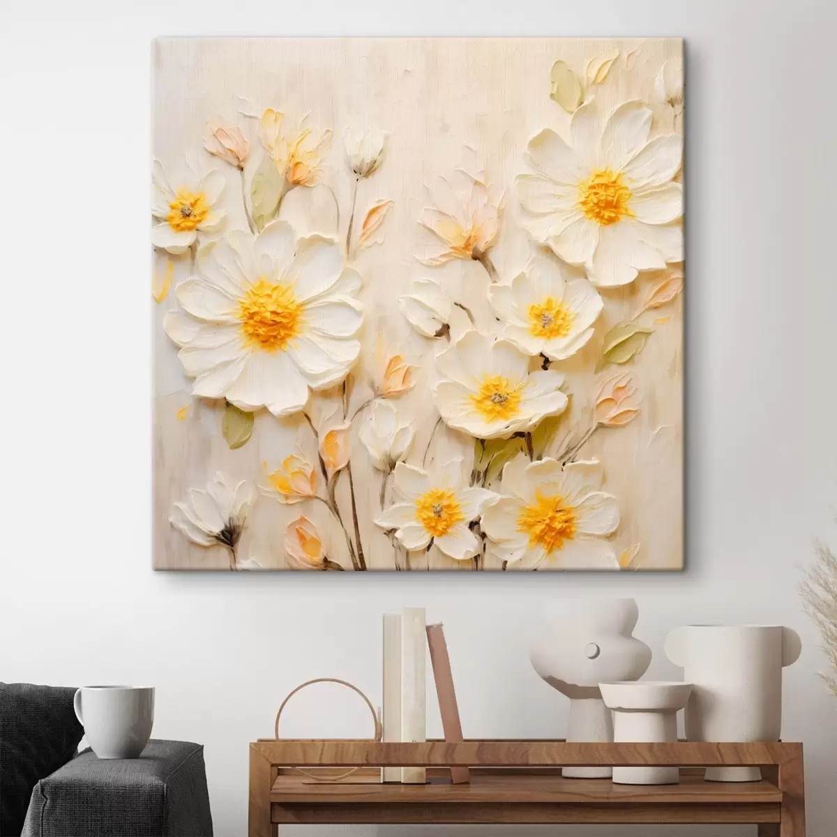 Fototapete Blumen in Pastelltönen im Ölgemälde-Stil s45742