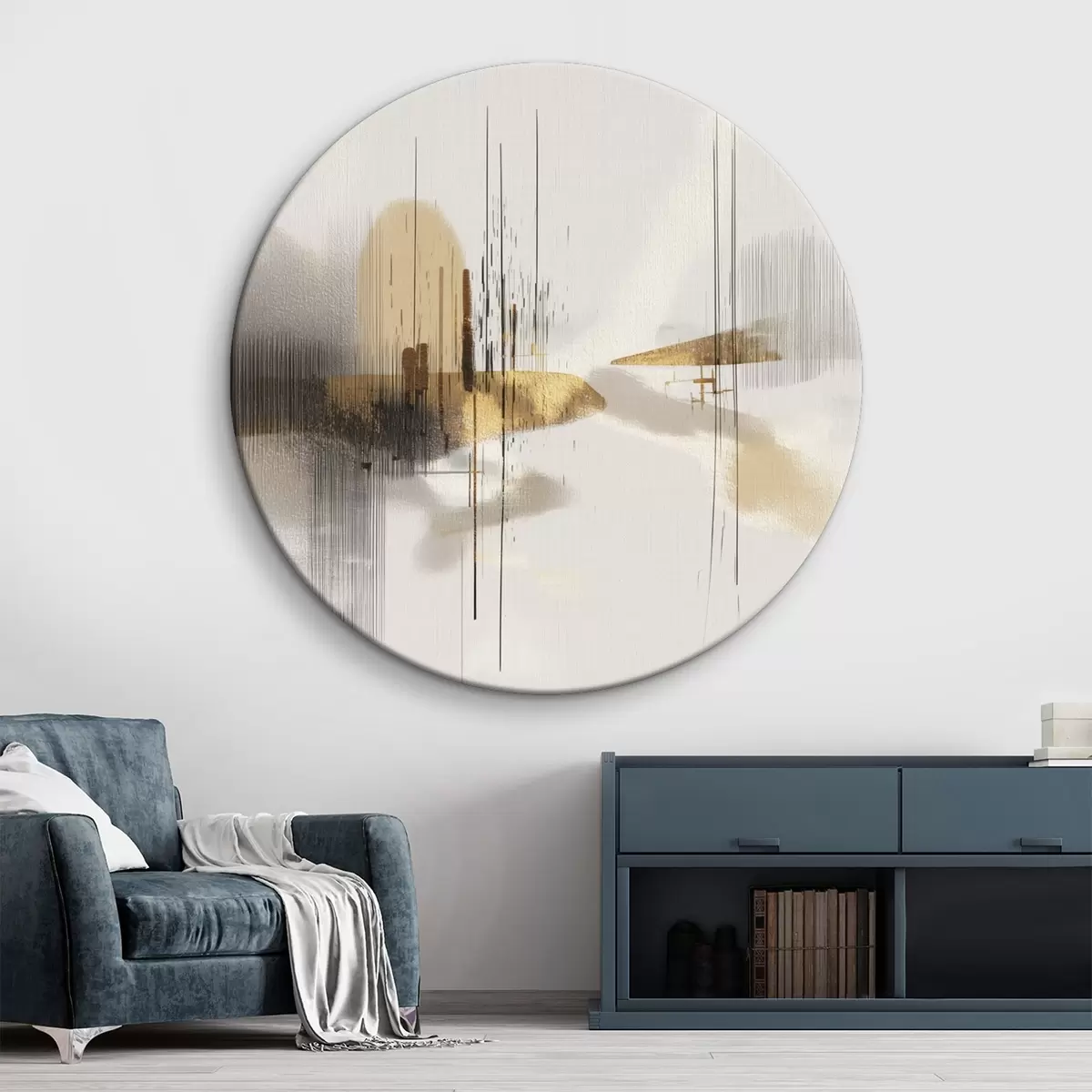 Runde Wandbilder Ruhige Küste im minimalistischen Grafikstil r45849
