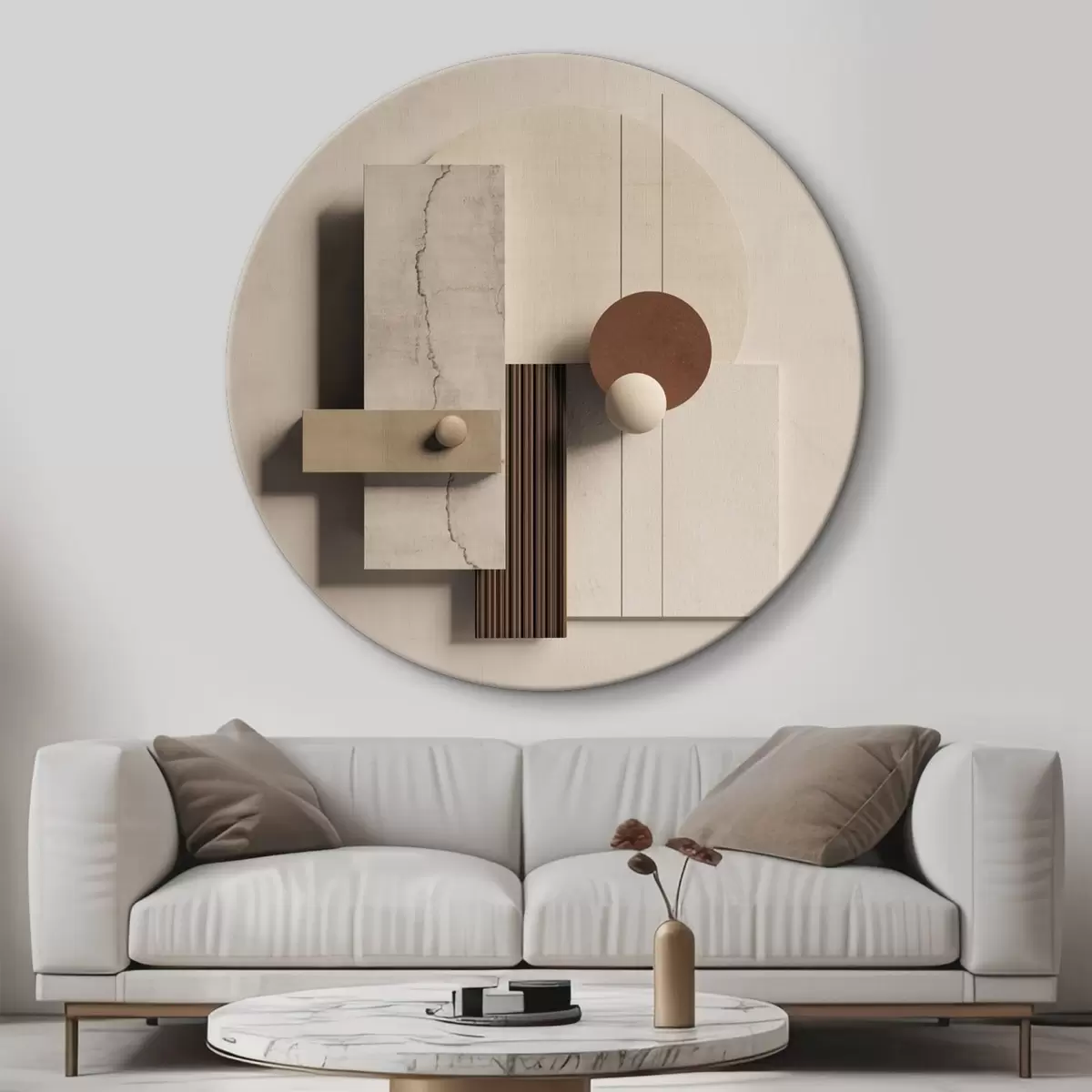 Runde Wandbilder Geometrische Ausgewogenheit im minimalistischen Stil r45855