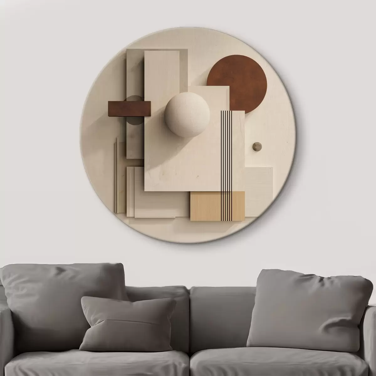 Runde Wandbilder Geometrie der Ruhe im modernen Minimalismus-Stil r45856