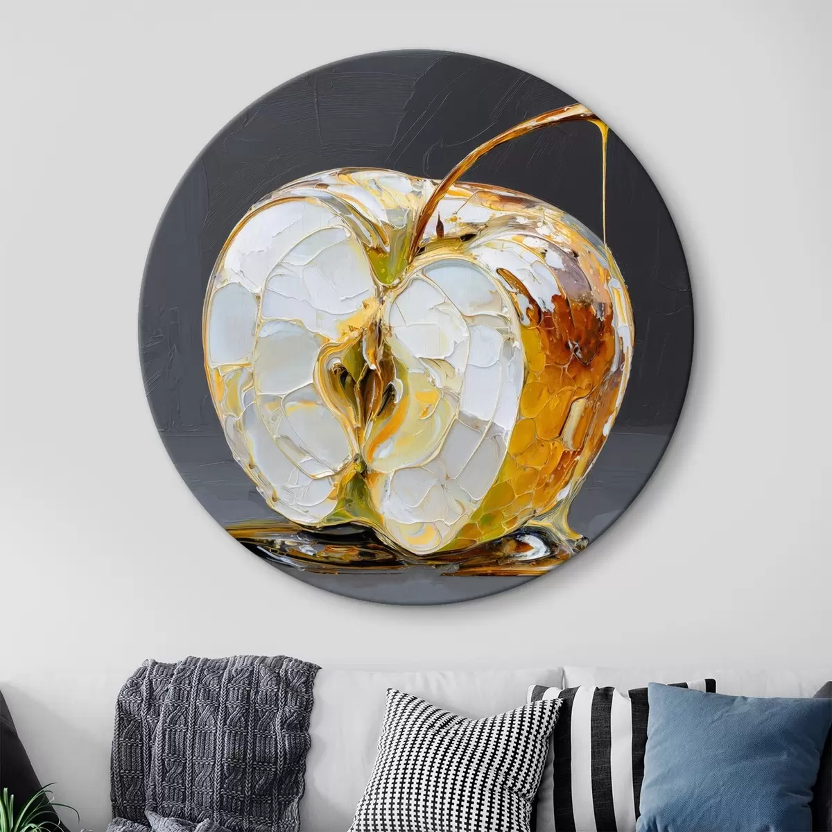 Runde Wandbilder Süßer Apfel im Malstil r45861
