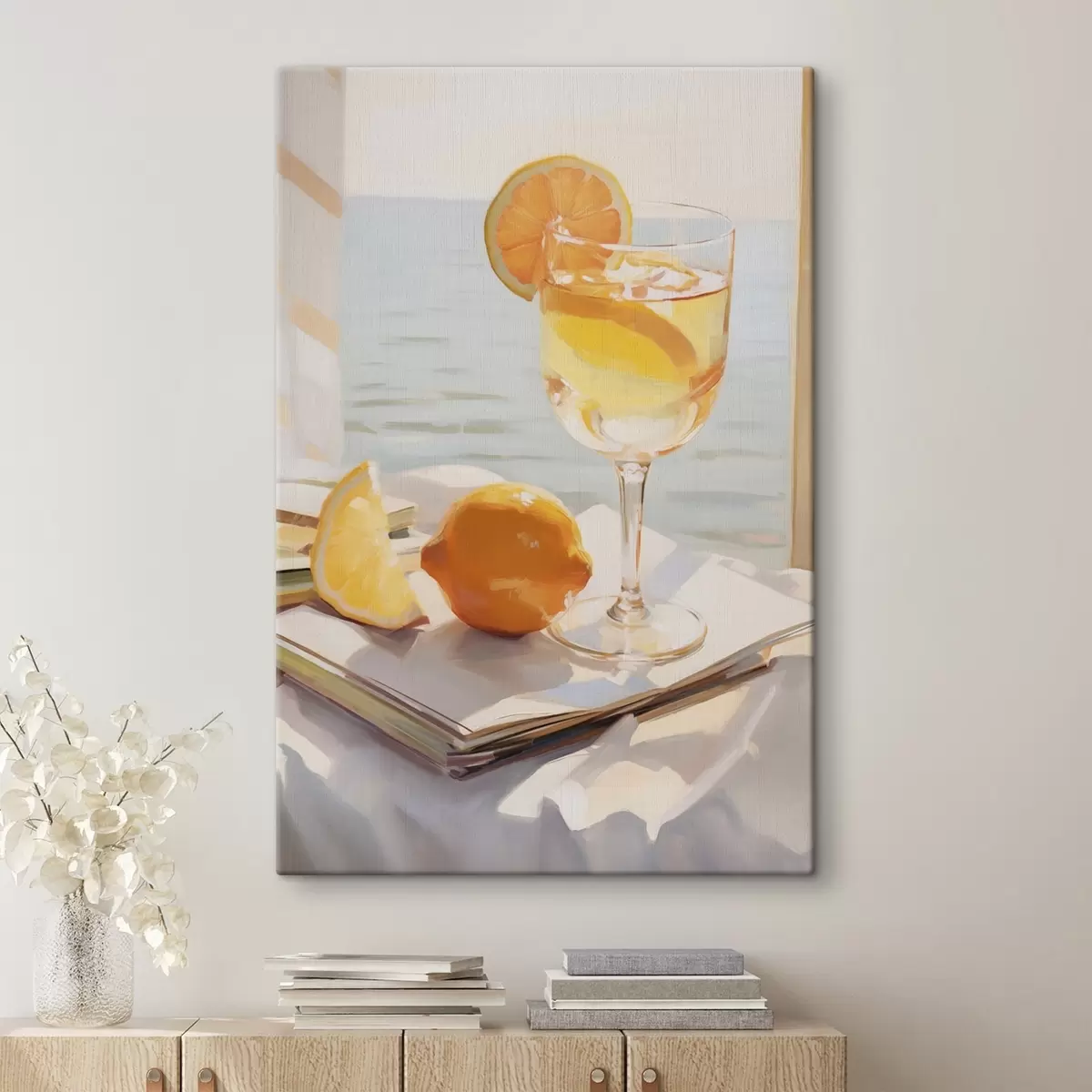 Fototapete Ein Cocktail in einem Glas am Fenster s46064