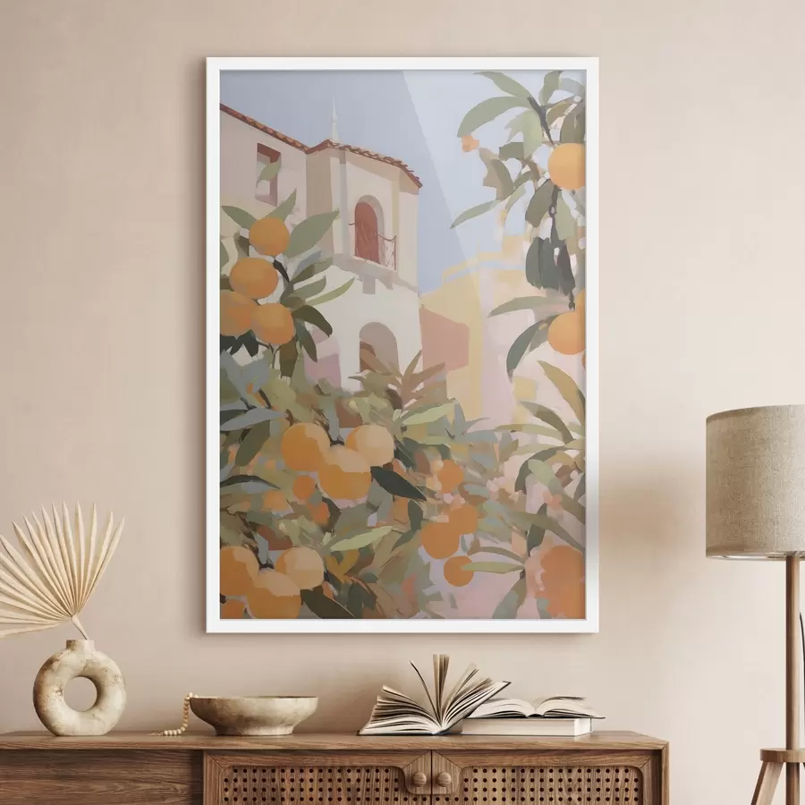 Fototapete Orangen an einem Ast vor dem Haus f46060
