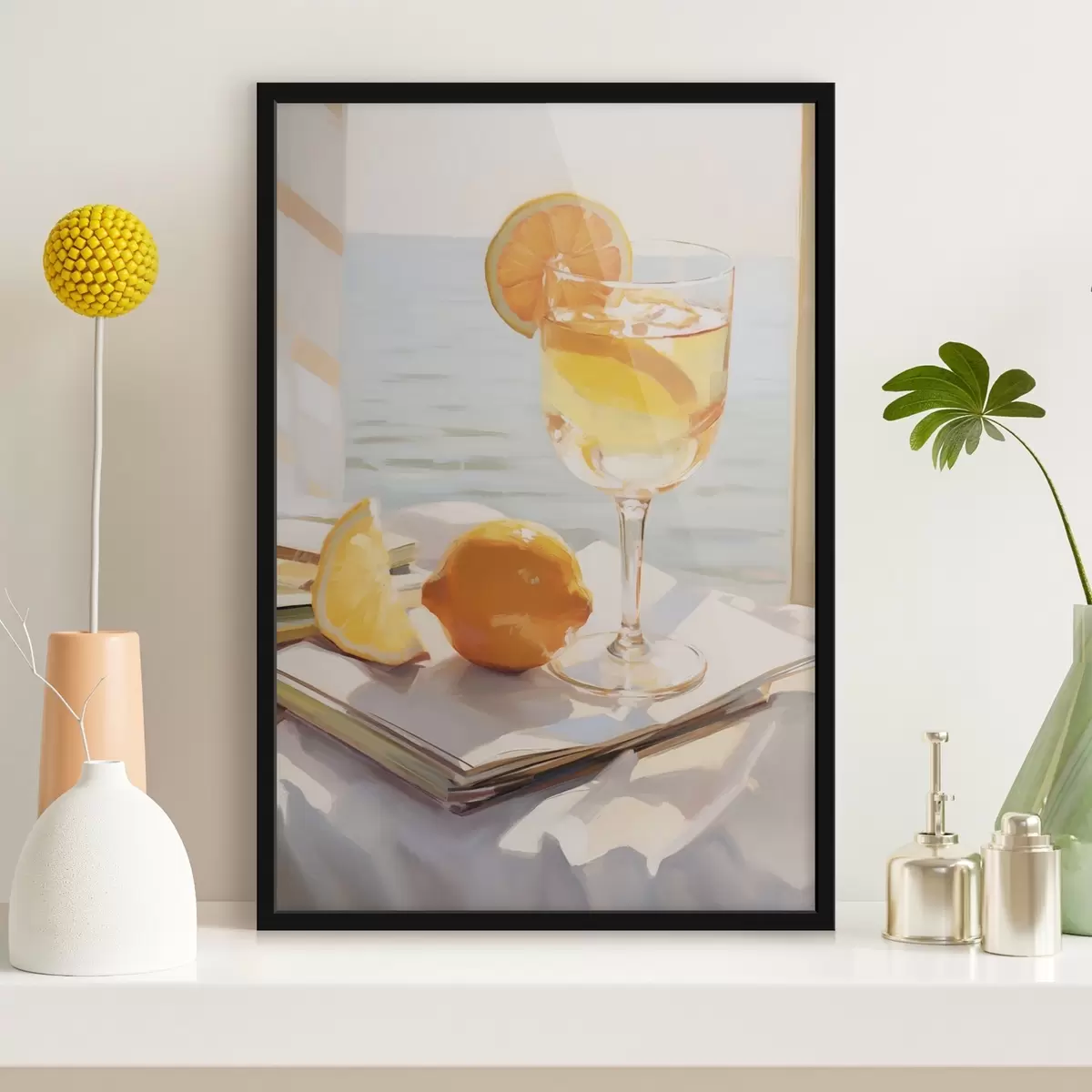 Poster Ein Cocktail in einem Glas am Fenster f46064