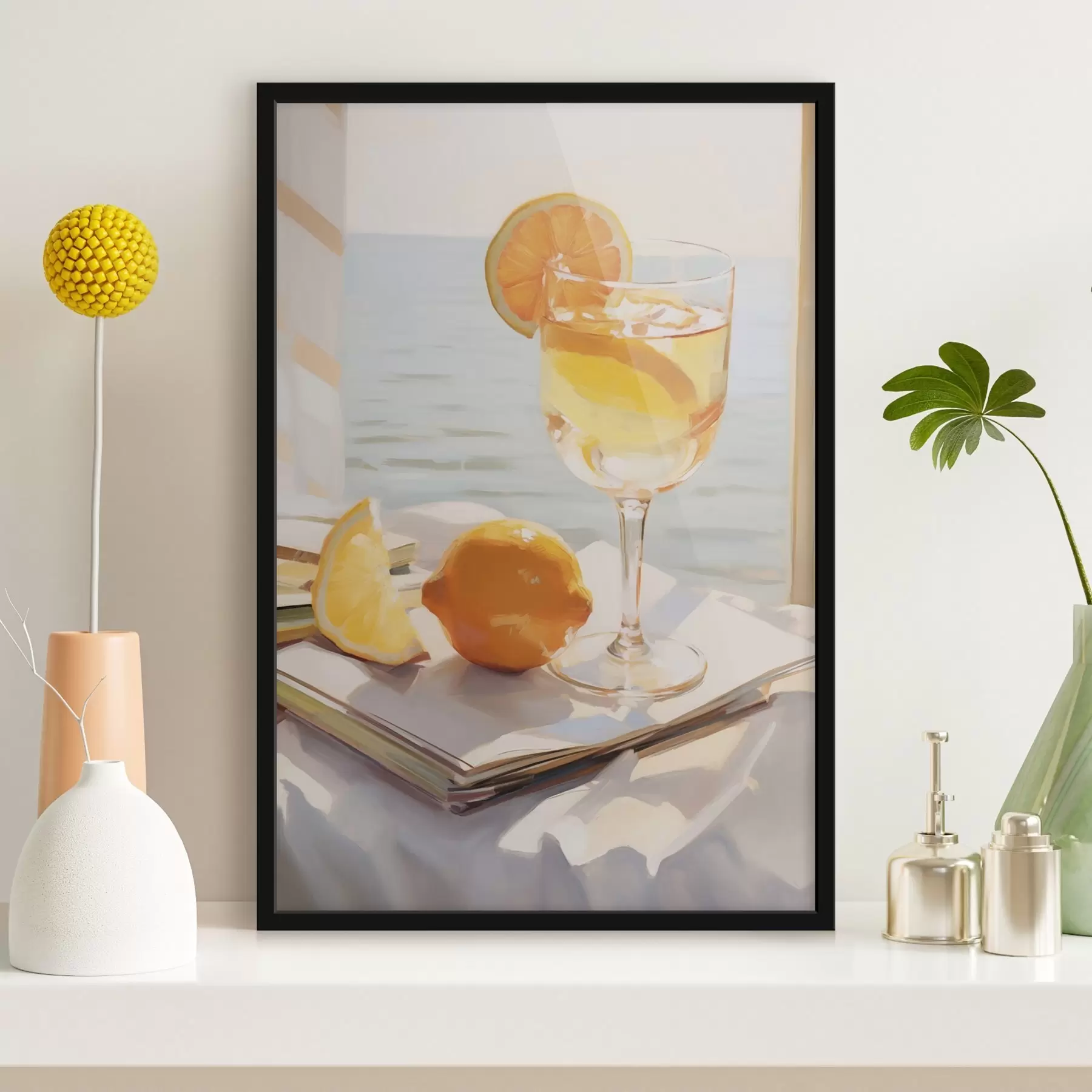 Fototapete Ein Cocktail in einem Glas am Fenster f46064