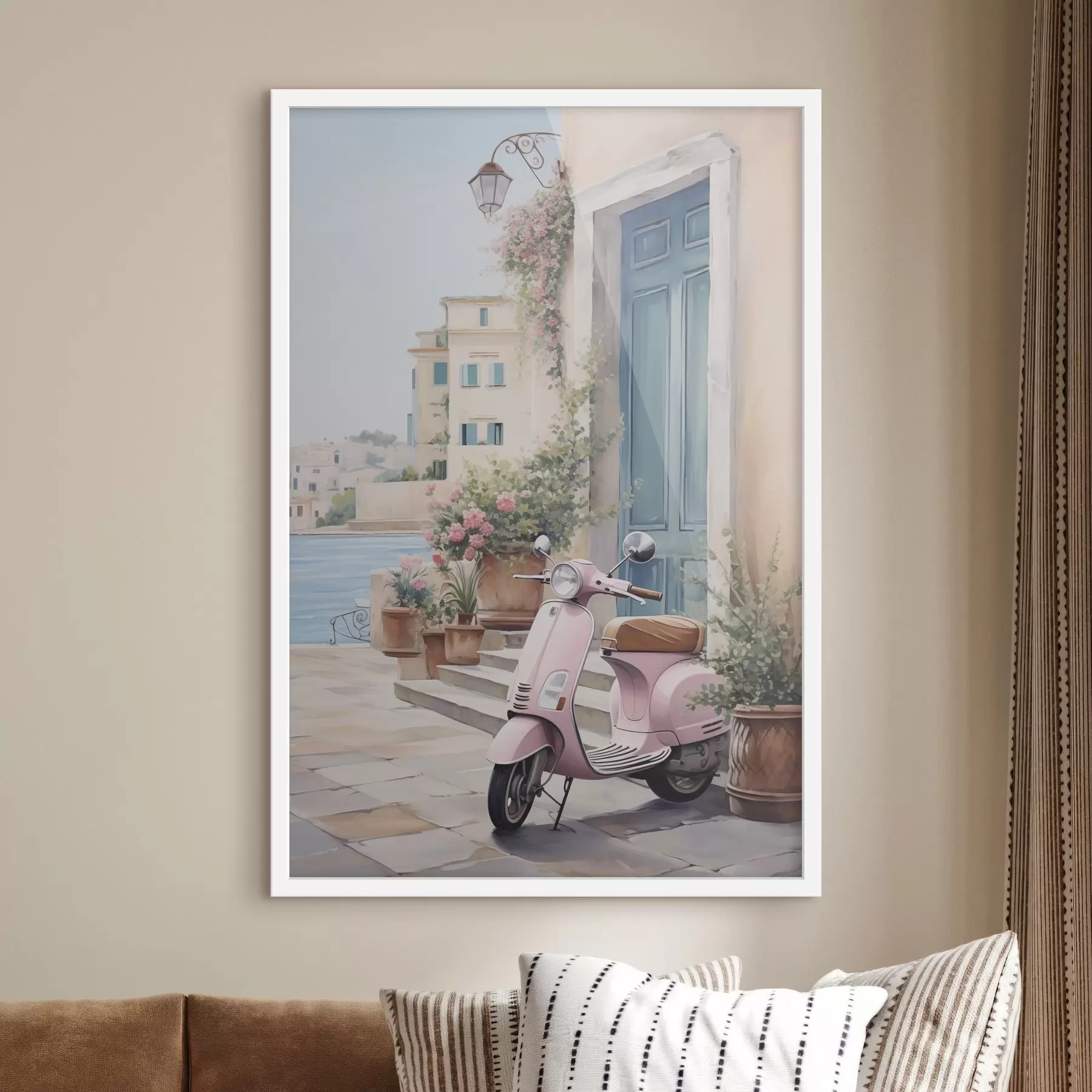 Fototapete Ein Roller vor dem Hintergrund eines Hauses f46065