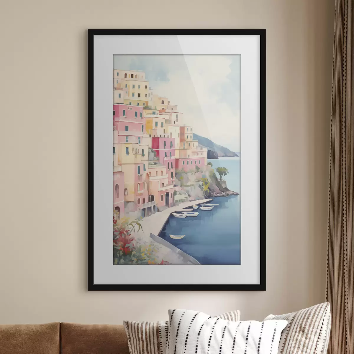 Poster Häuser an der Meeresbucht f46066