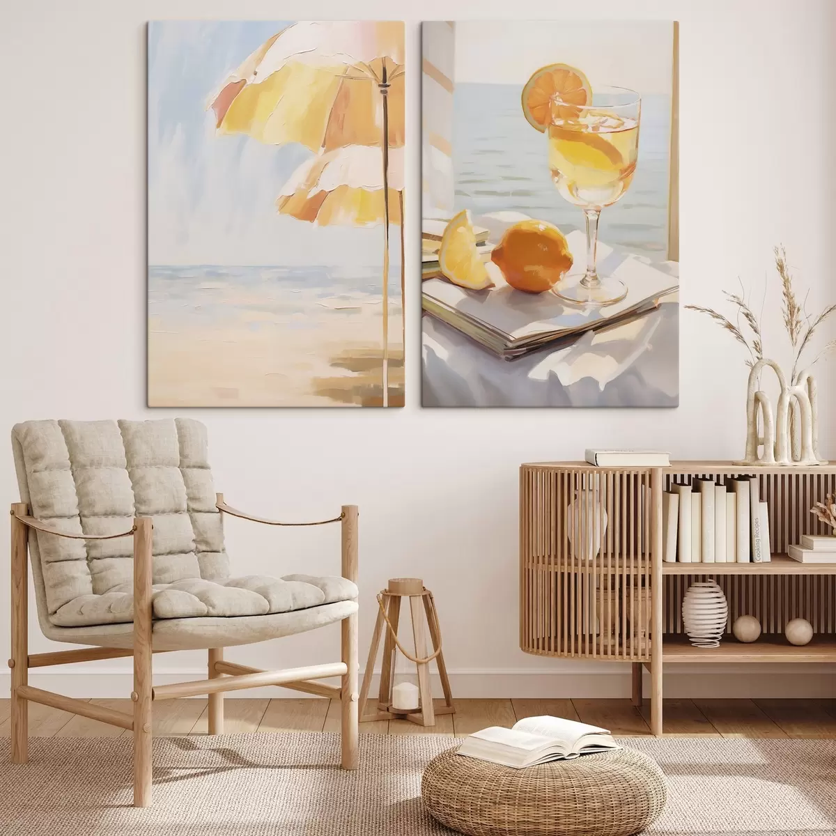 Fototapete Strandlandschaft und Cocktail im Glas m00793