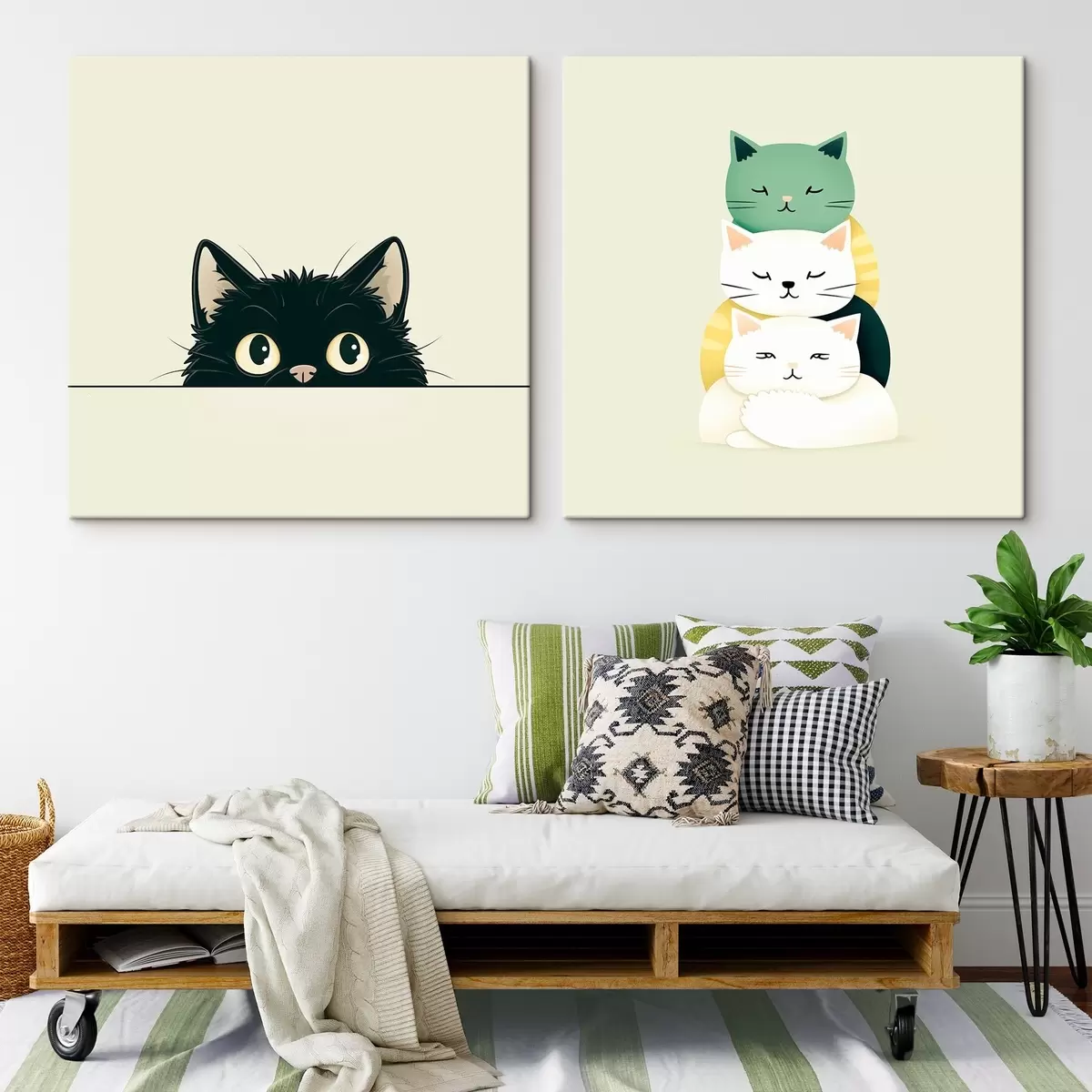 Fototapete Animalistische Katzen im illustrativen Stil m00707