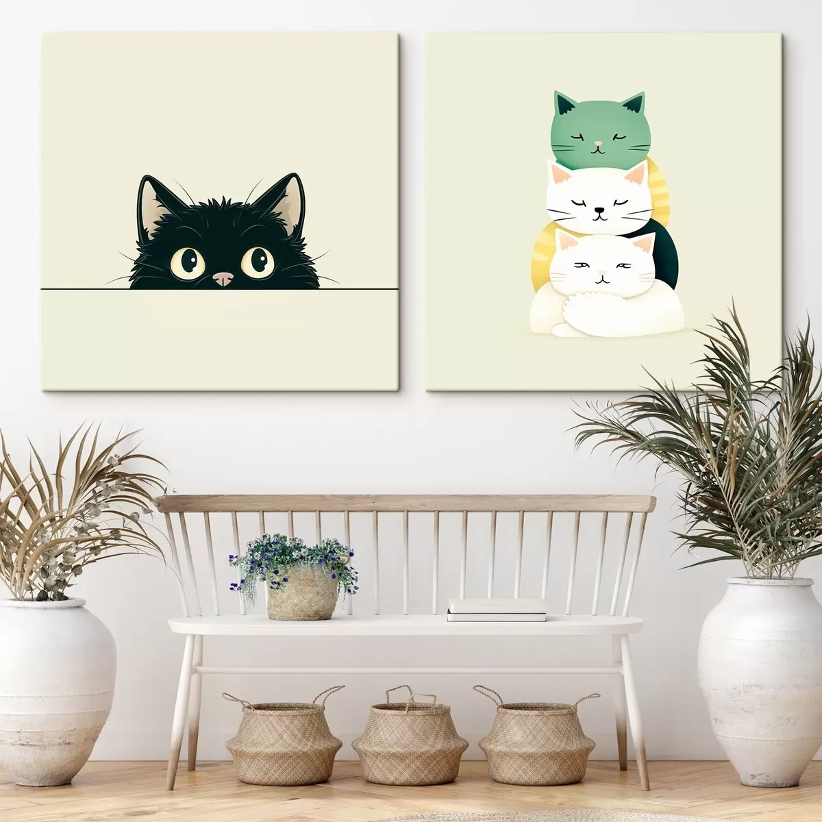 Fototapete Animalistische Katzen im illustrativen Stil m00707