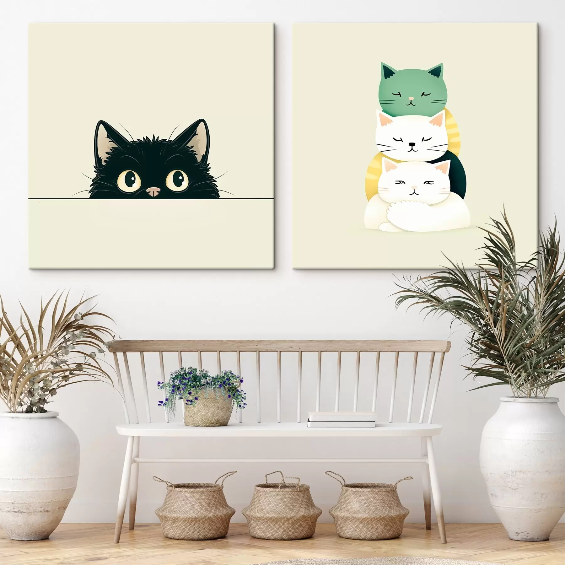 Fototapete Animalistische Katzen im illustrativen Stil m00707