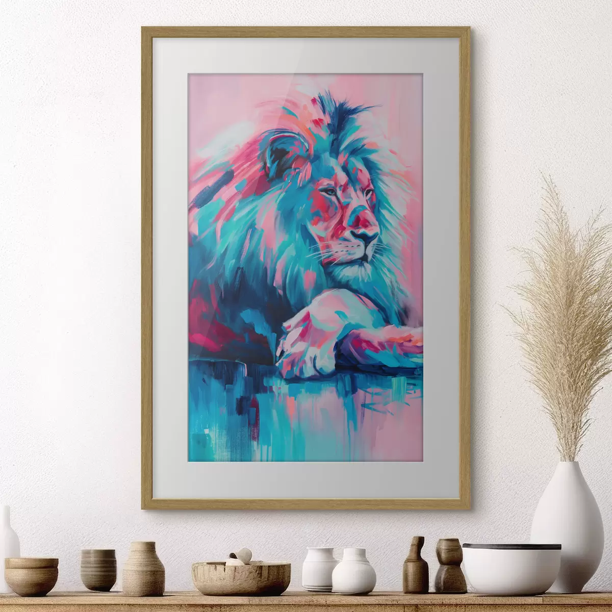 Poster Löwe und Zartheit f46034