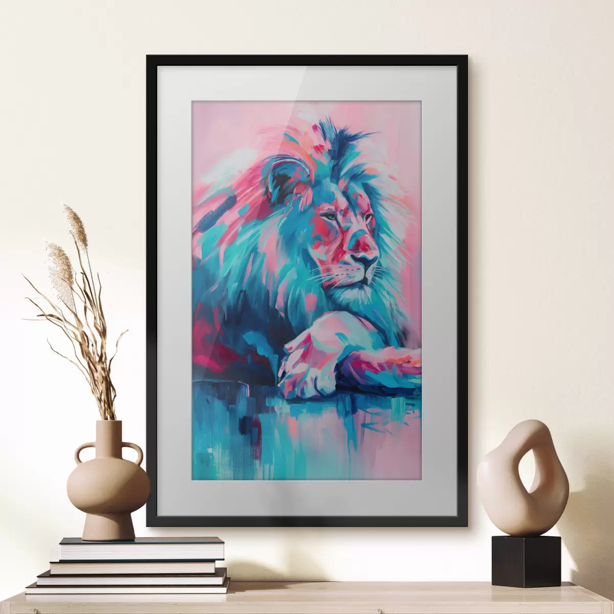 Poster Löwe und Zartheit f46034
