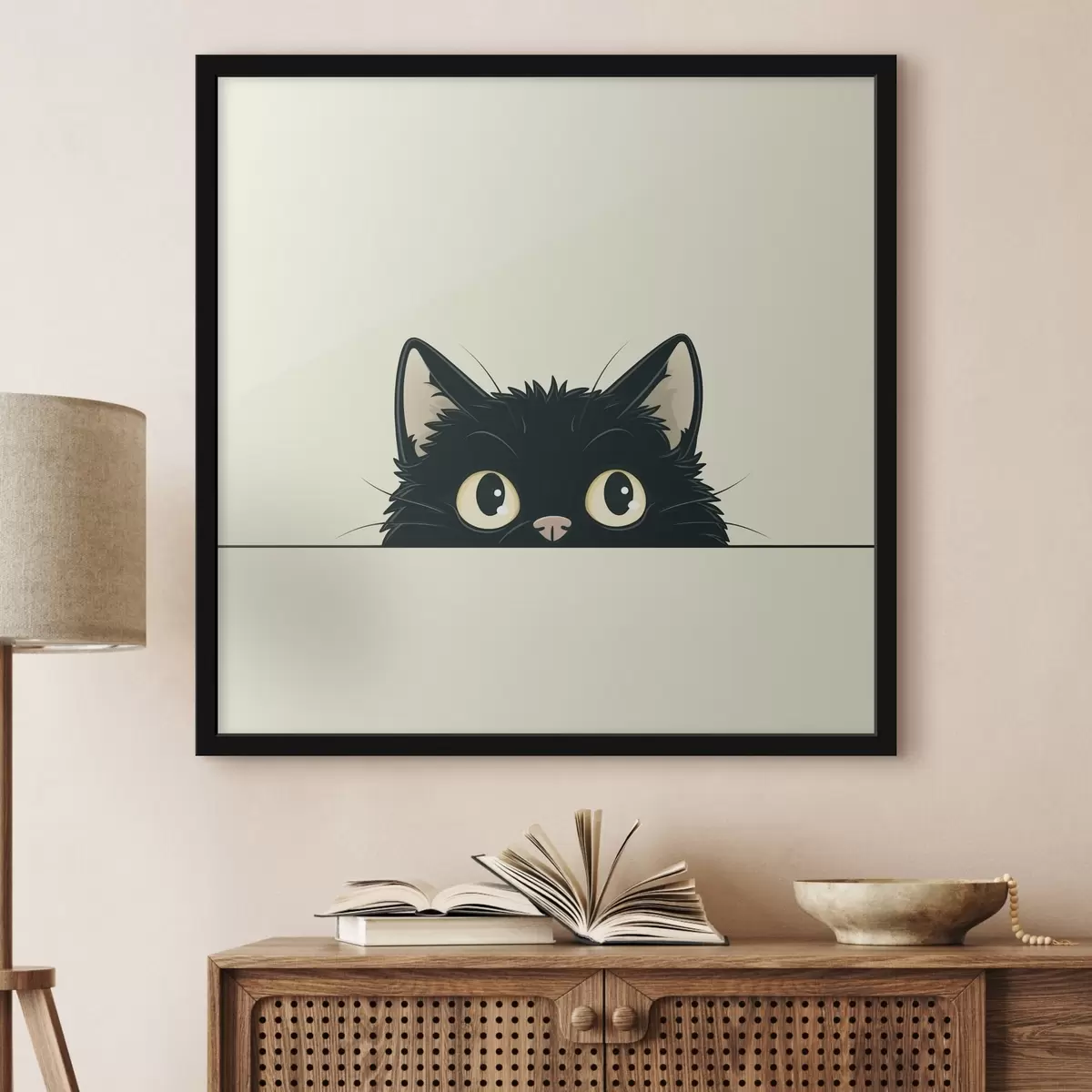 Poster Süße schwarze Katze im Illustrationsstil f45733