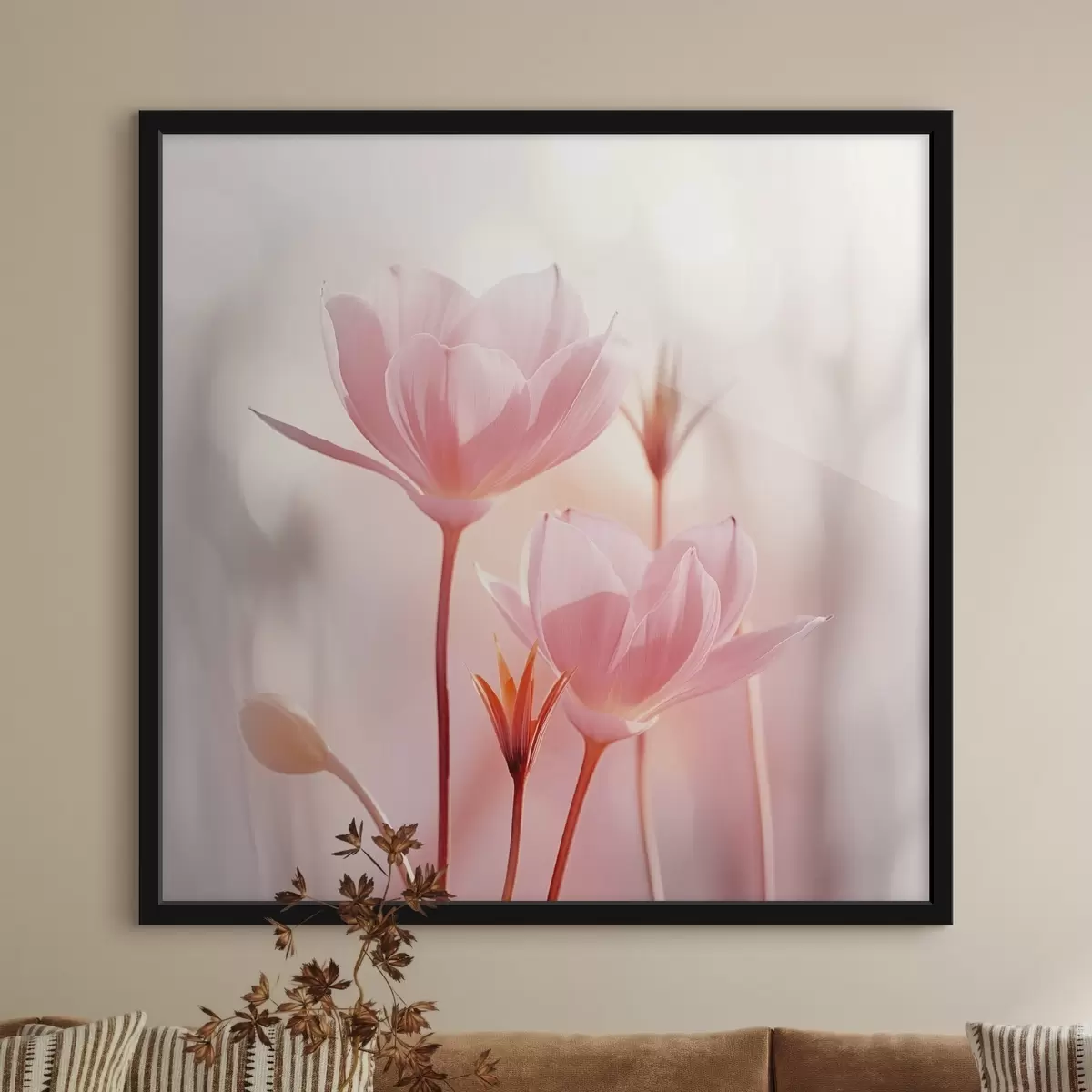 Poster Künstlerische Leinwand mit Blumenmotiven im minimalistischen Stil f45736