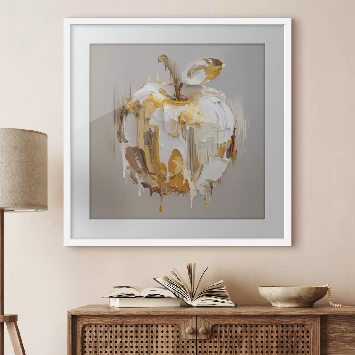 Poster Apfel mit geschmolzenem Farbeffekt f45862
