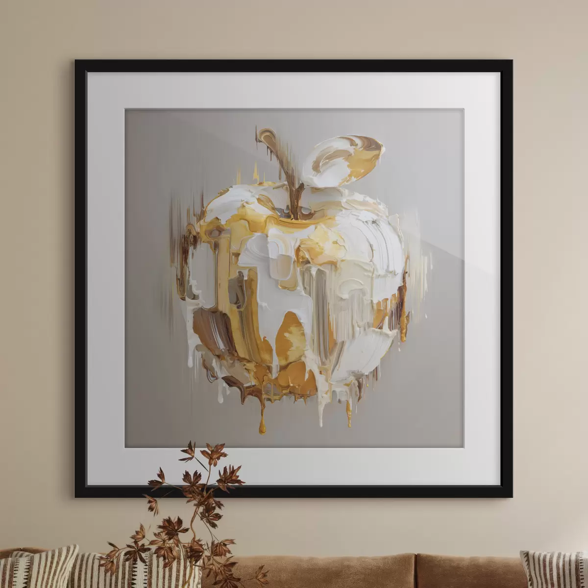 Poster Apfel mit geschmolzenem Farbeffekt f45862