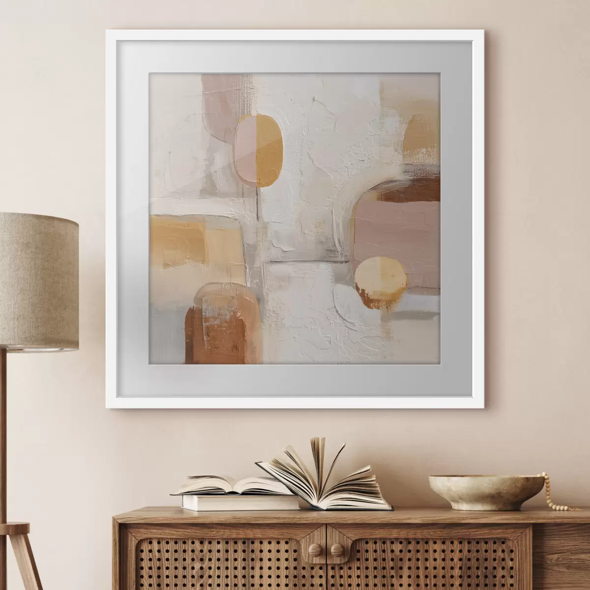 Poster Abstrakter Minimalismus in Beige-Orange-Tönen f45864