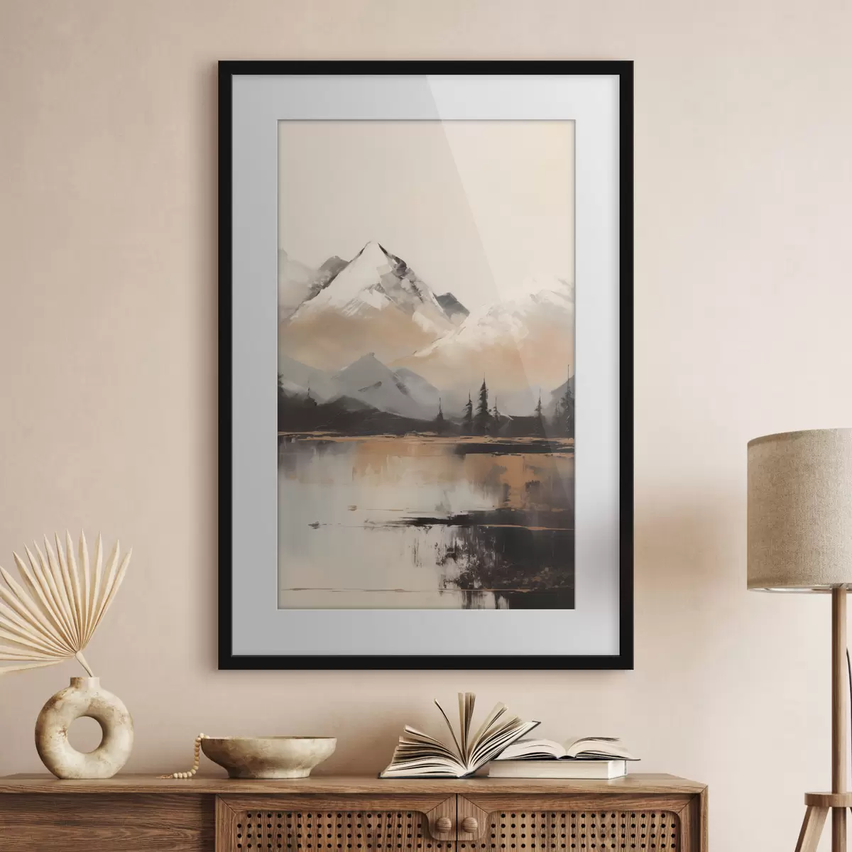 Poster Schneegipfel jenseits des Sees f45951