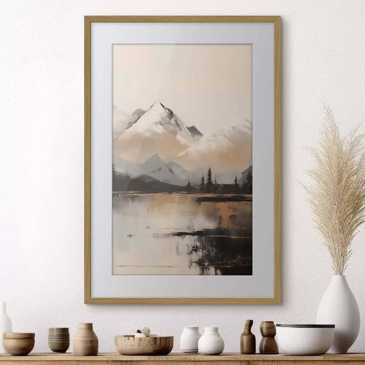 Poster Schneegipfel jenseits des Sees f45951