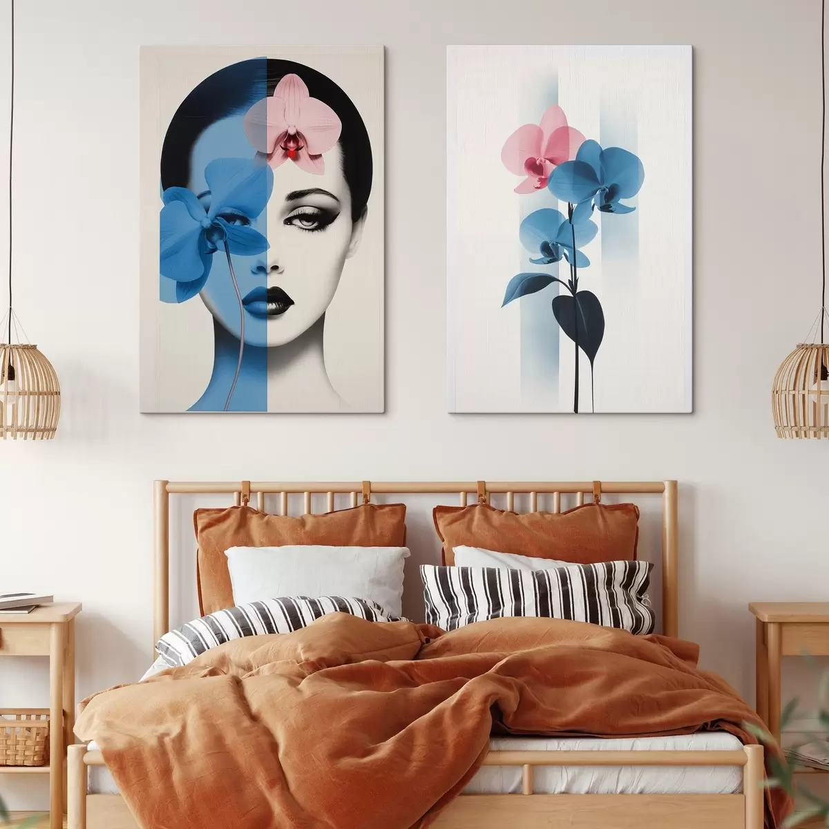 Fototapete Abstraktes Kunstporträt einer Frau mit Orchideen m00818