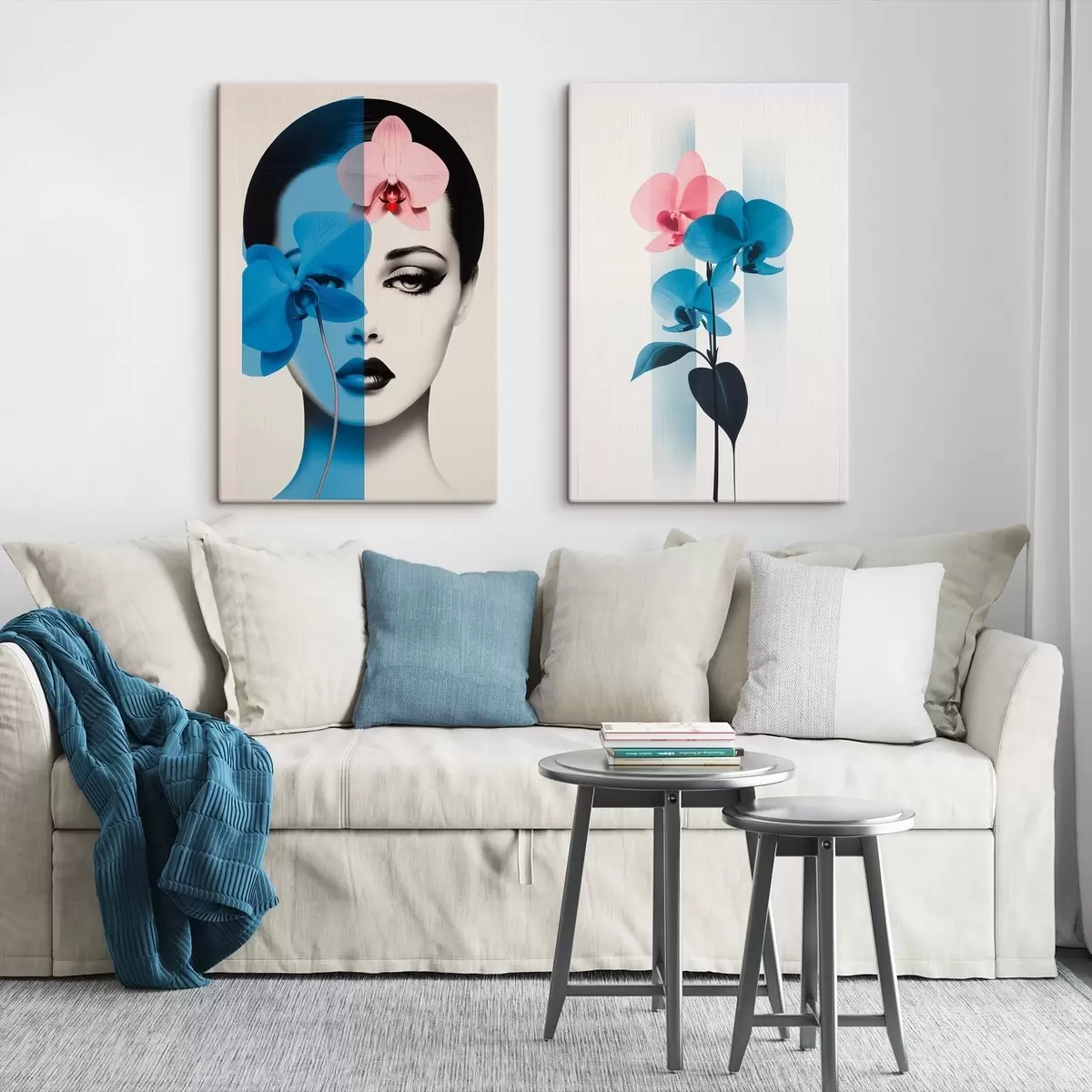 Fototapete Abstraktes Kunstporträt einer Frau mit Orchideen m00818