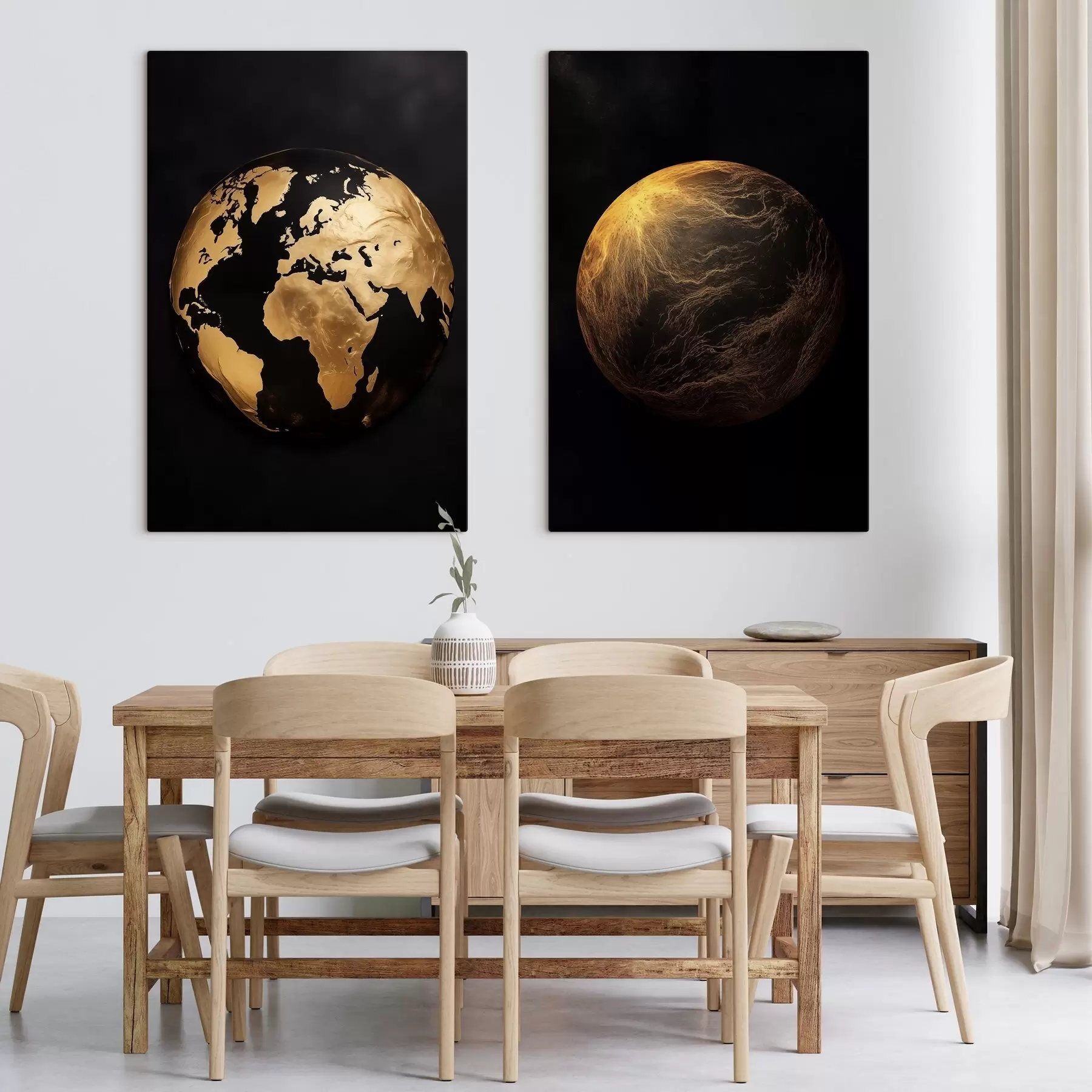 Fototapete Strukturierter abstrakter Erdglobus und Planet auf schwarzem Hintergrund, moderne minimalistische Kunst m00827