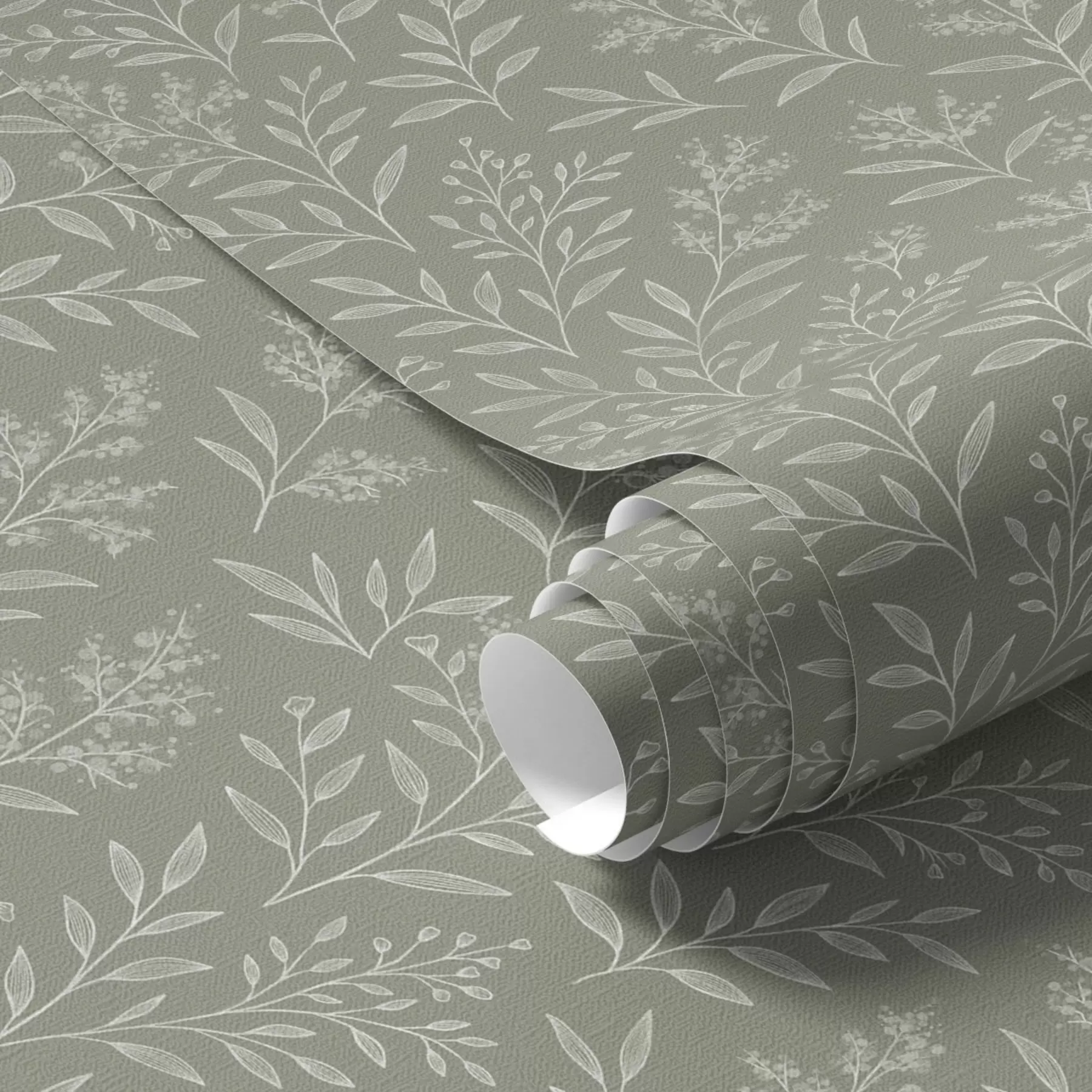 Fototapete Grüner Salbei: feine Kräuter und Blütenstände, zartes Muster a00611